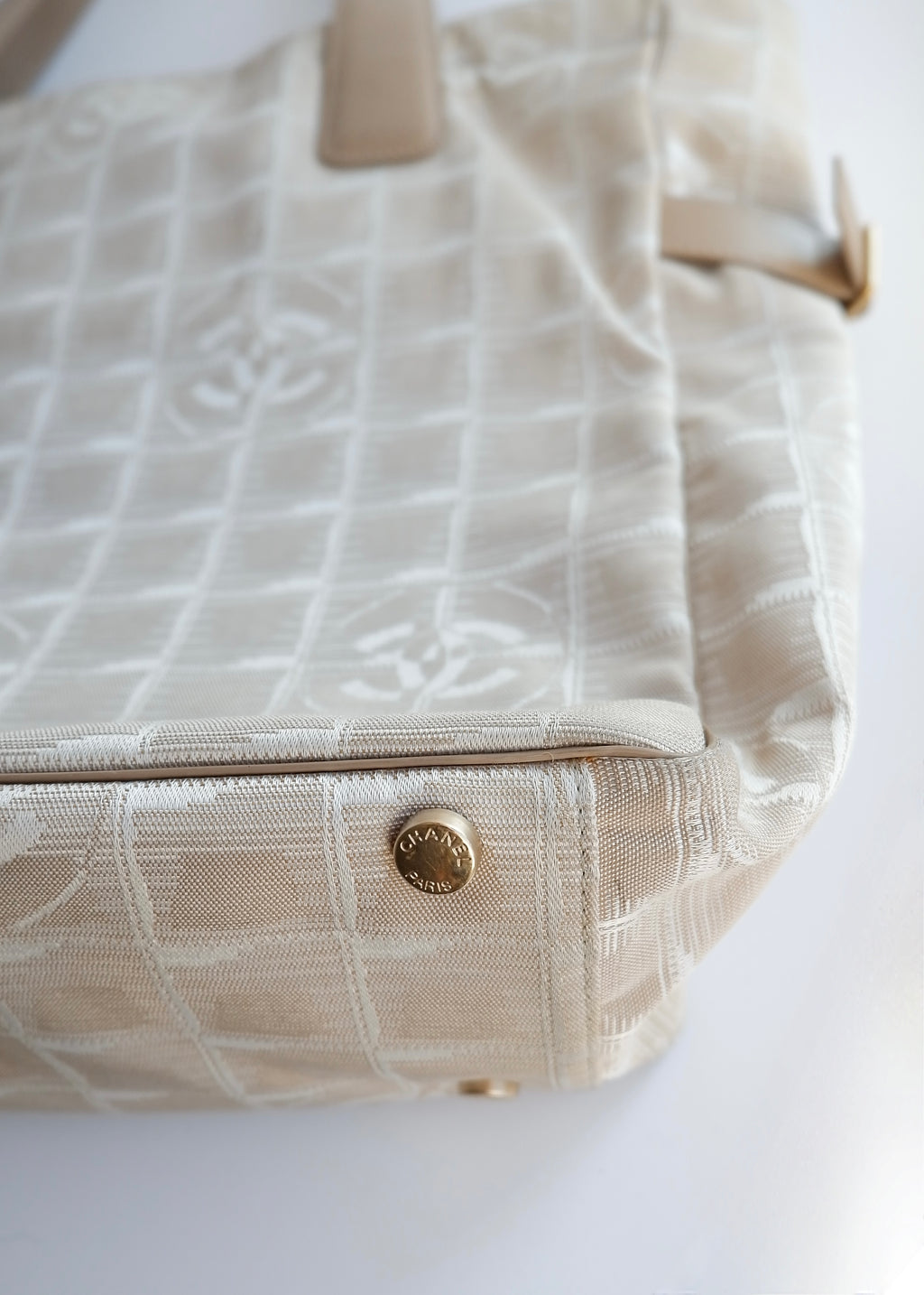 Authentic Preowned Chanel Beige Canvas New Travel Line Tote Bag
