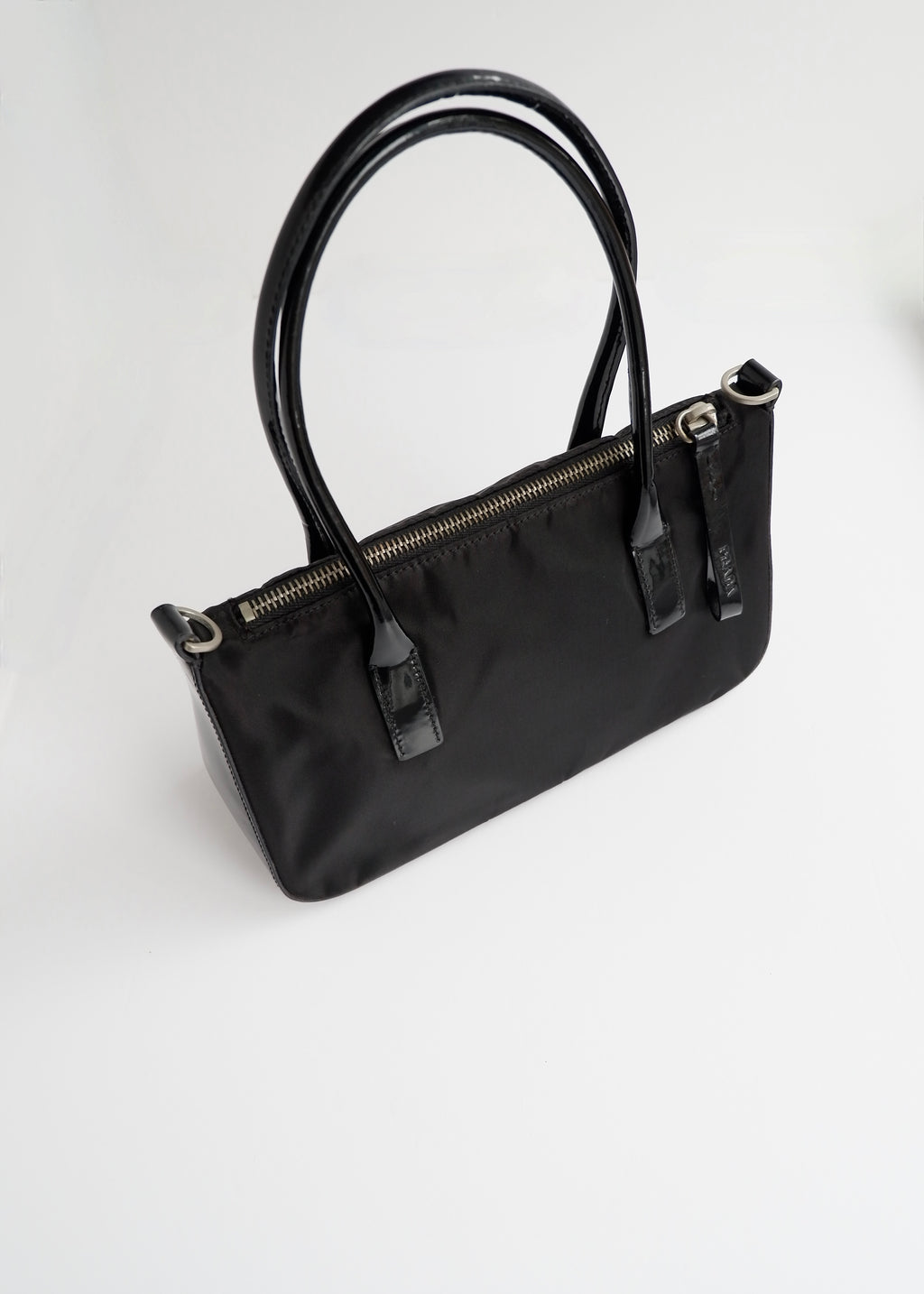 Preowned Prada Black Nylon/ Patent Two Way Bag