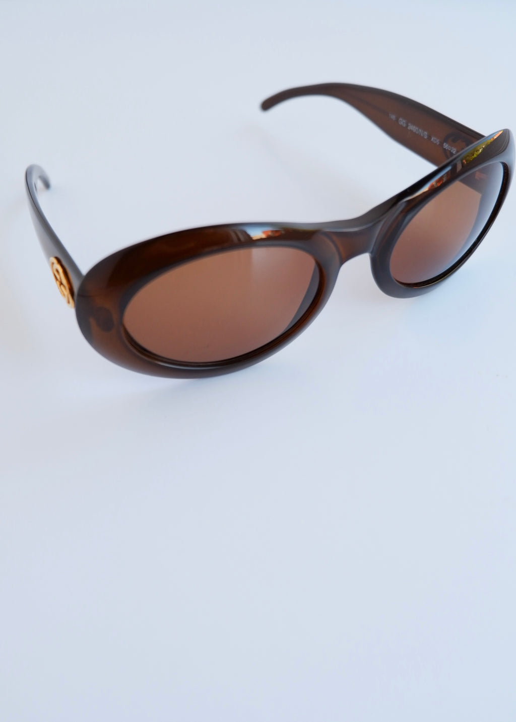 Authentiques lunettes de soleil vintage d'occasion Gucci à monture ronde en acétate marron