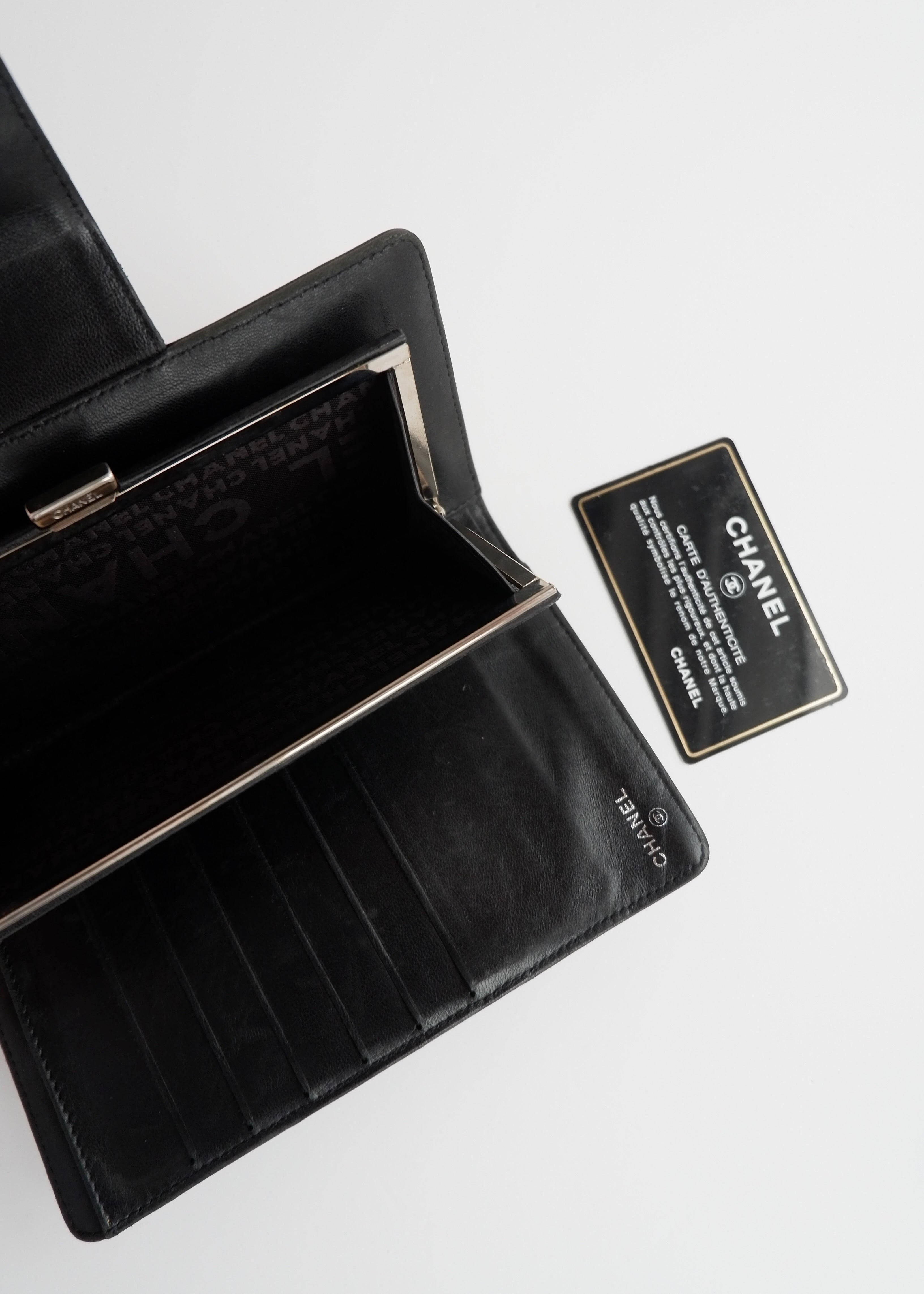 Authentic Preowned Chanel Black Lambskin Long Fold Wallet
