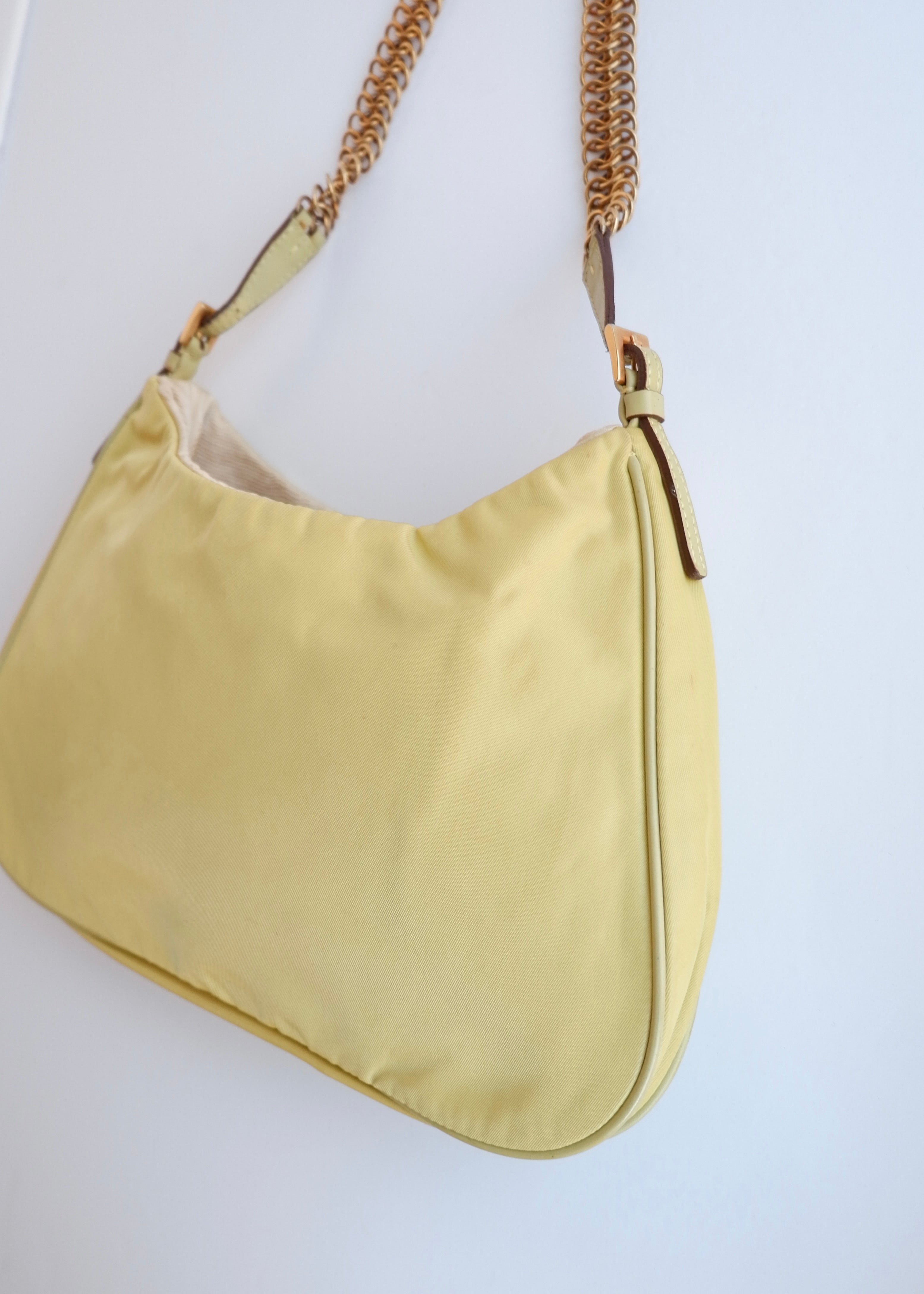 Authentic Preowned Prada Nylon Yellow Shoulder Bag