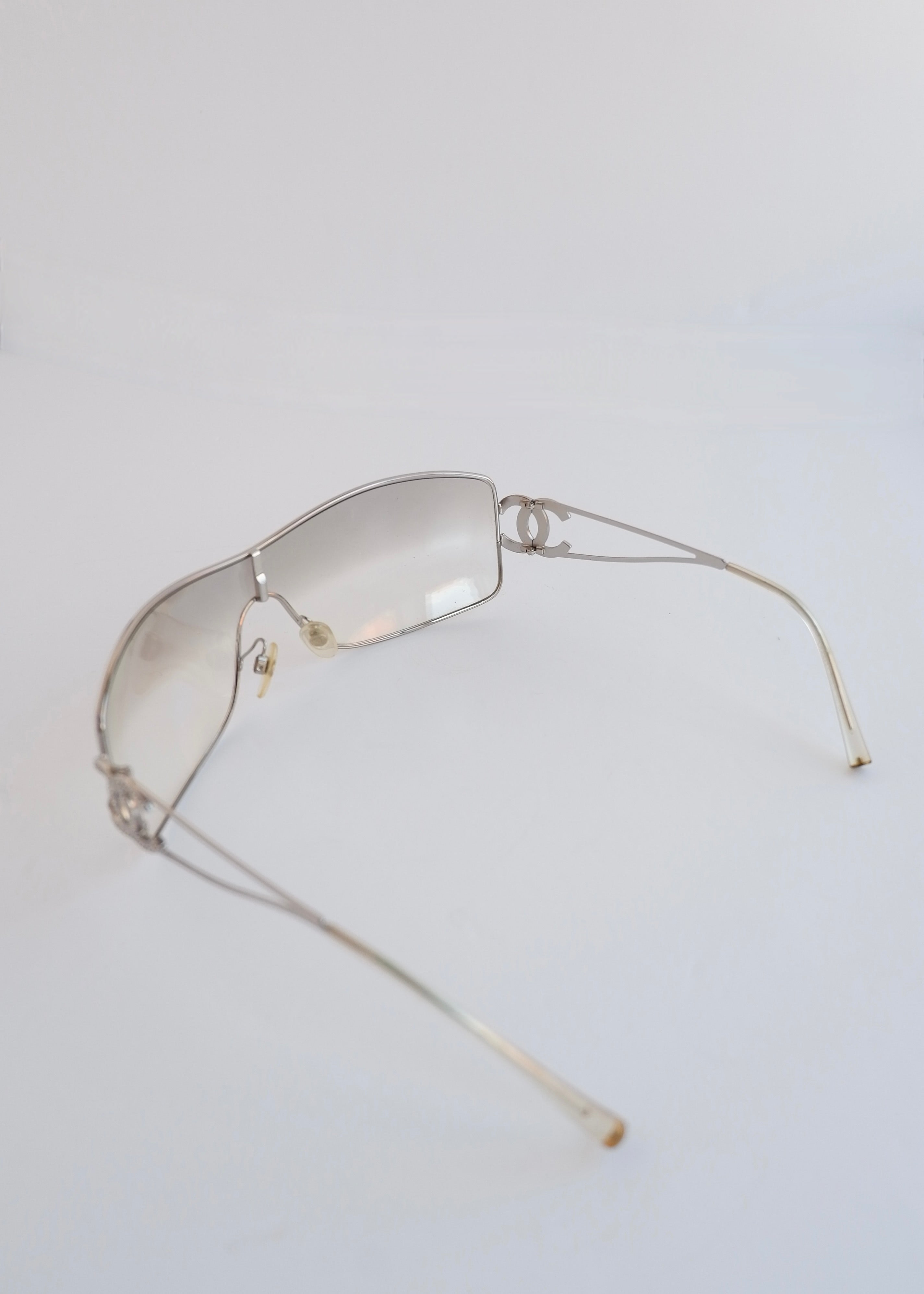 Authentic Preowned Vintage Chanel Transparent Crystal CC Logo Sunglasses