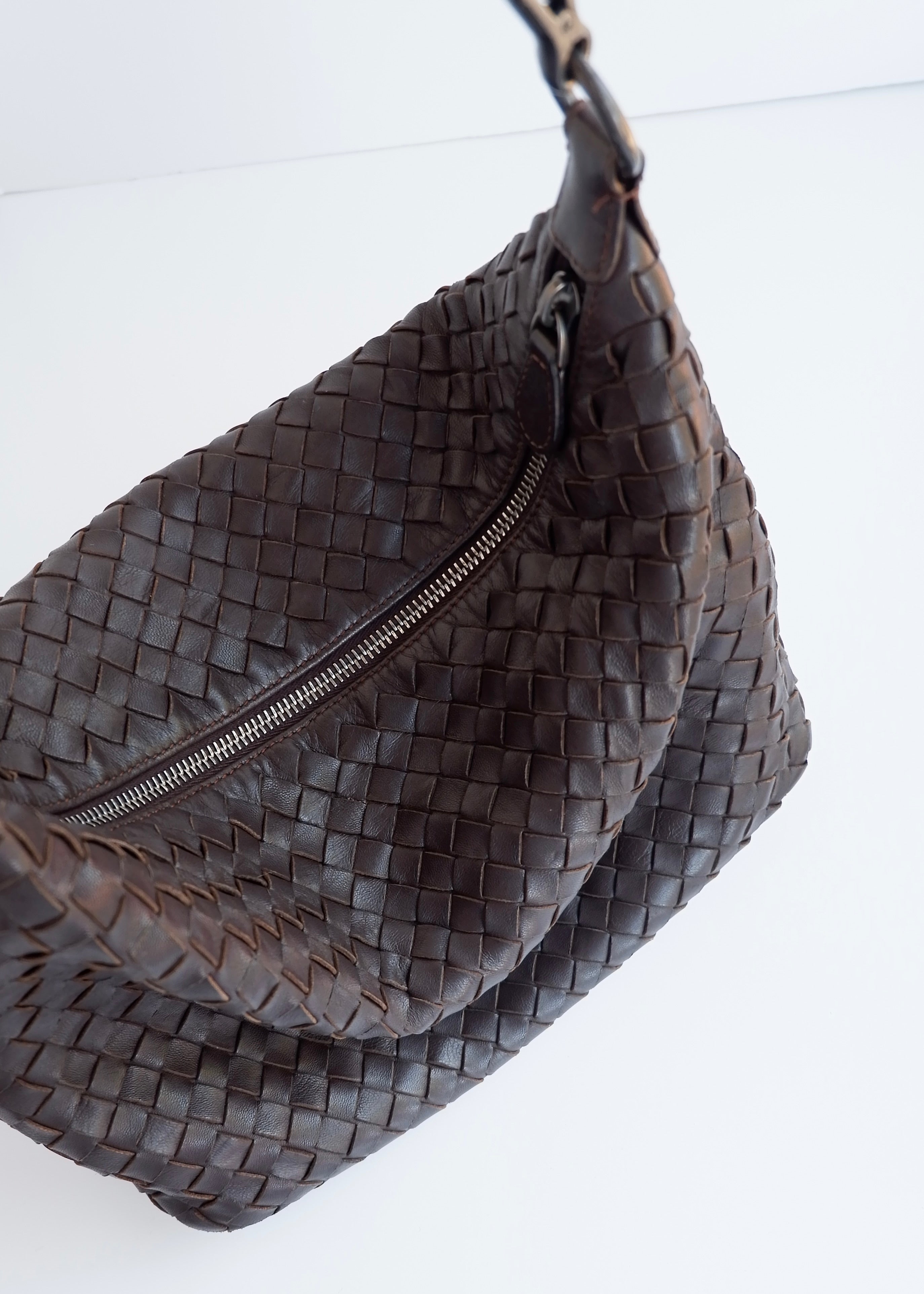 Sac porté épaule Bottega Veneta d'occasion en cuir marron authentique