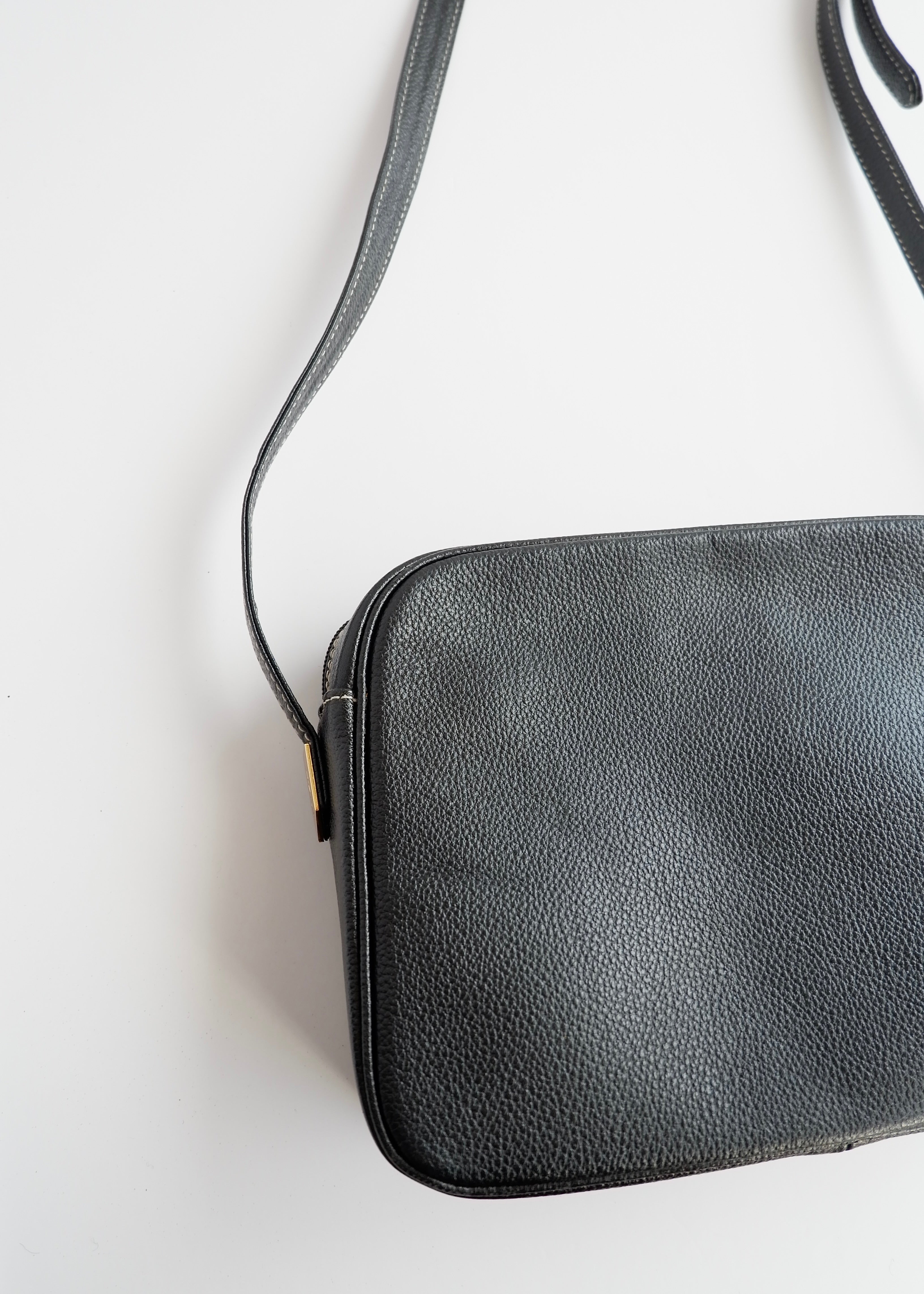Authentic Preowned Vintage YSL (Yves Saint Laurent) Black Leather Crossbody Bag