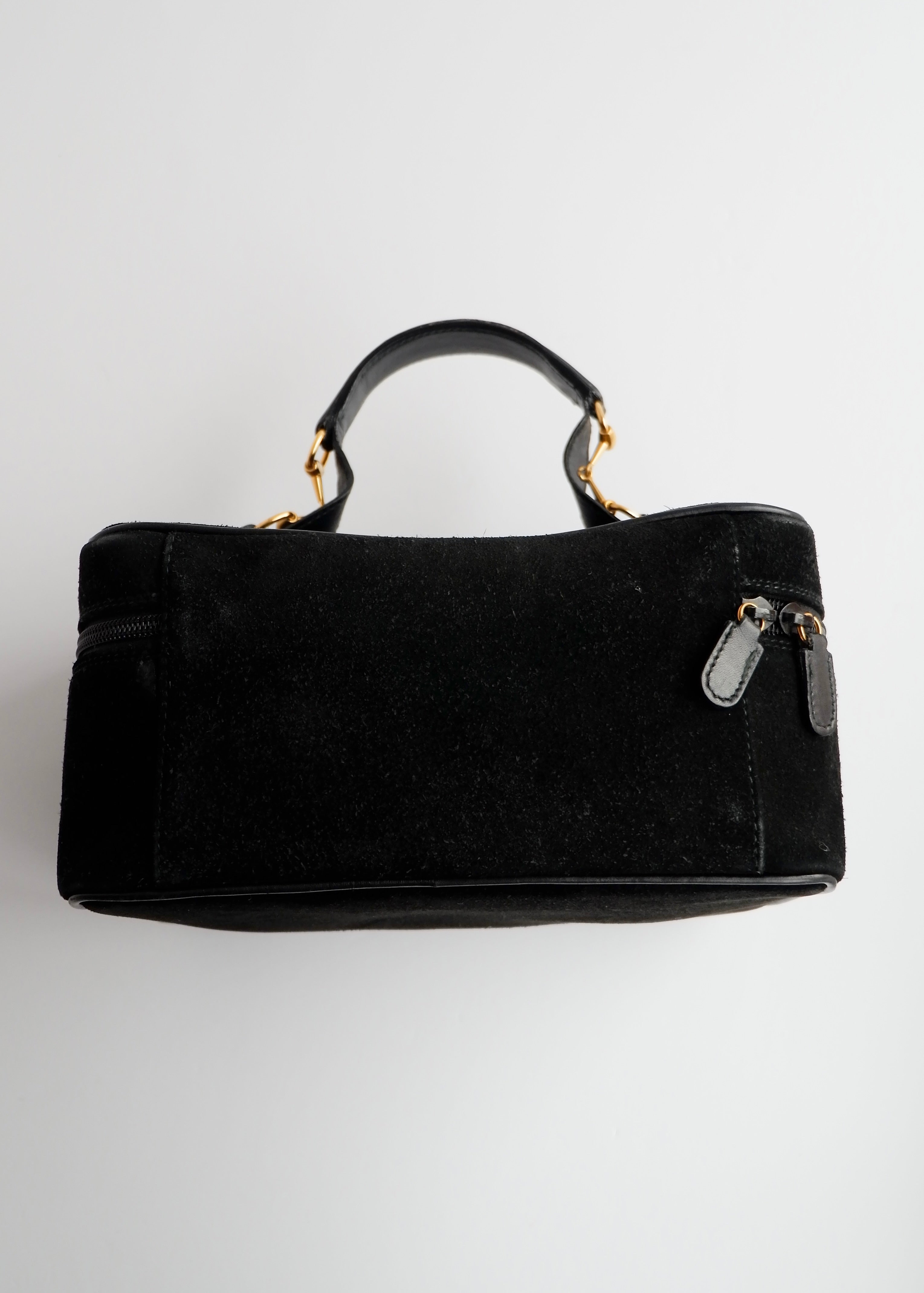 Authentic Preowned Vintage Gucci Black Suede Vanity Bag