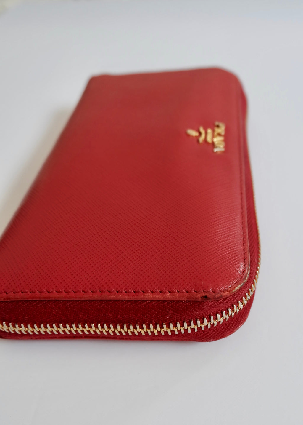 Authentic Preowned Prada Red Saffiano Leather Zip Around Wallet