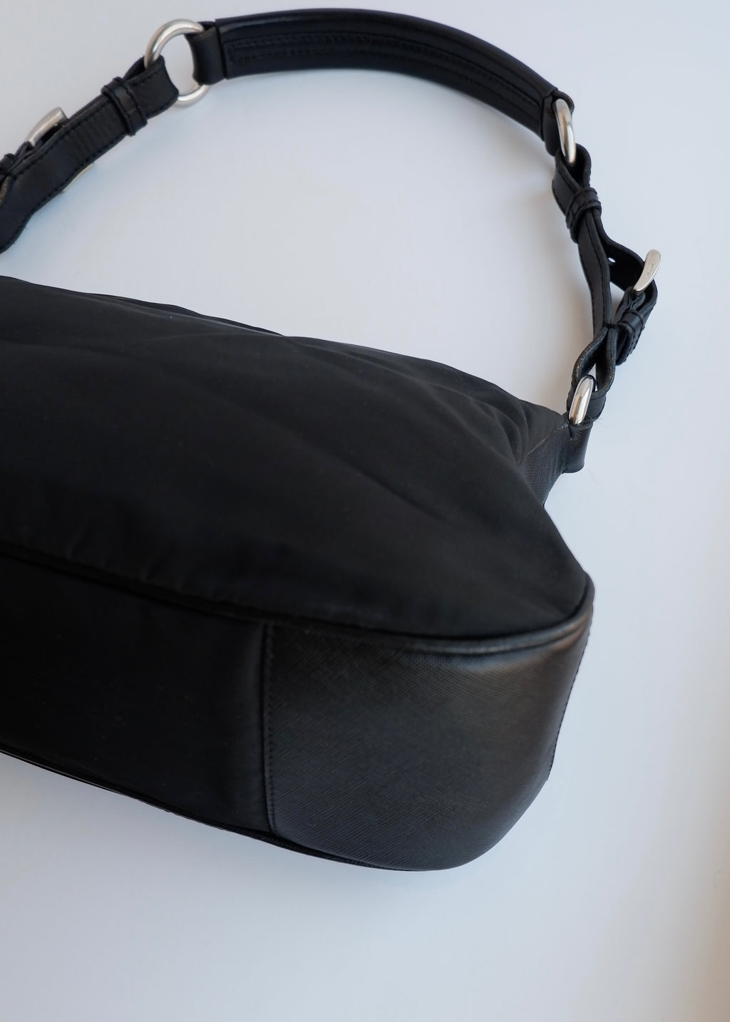 Authentic Preowned Prada Black Nylon Hobo/ Leather Strap Shoulder