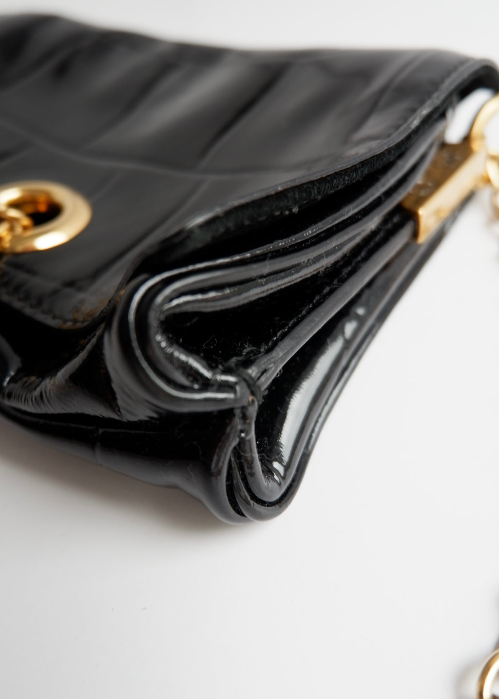 Authentic Preowned Vintage YSL (Yves Saint Laurent) Black Patent Leather Shoulder Bag GHW