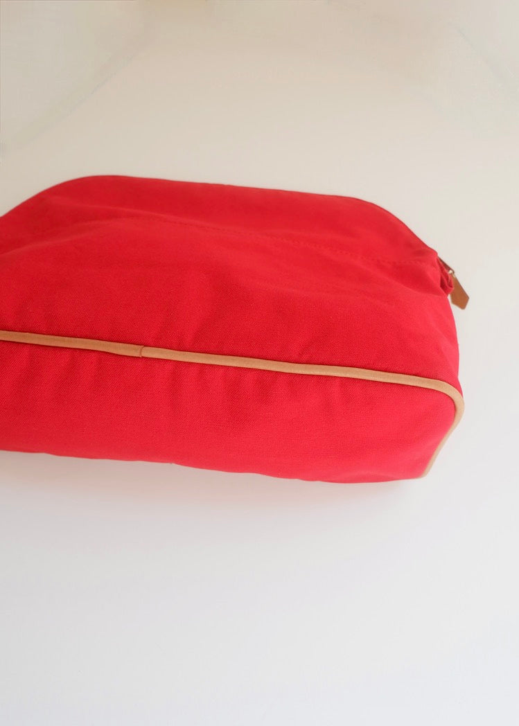 Preowned Hermes Red Canvas Boldie Cosmetic Bag
