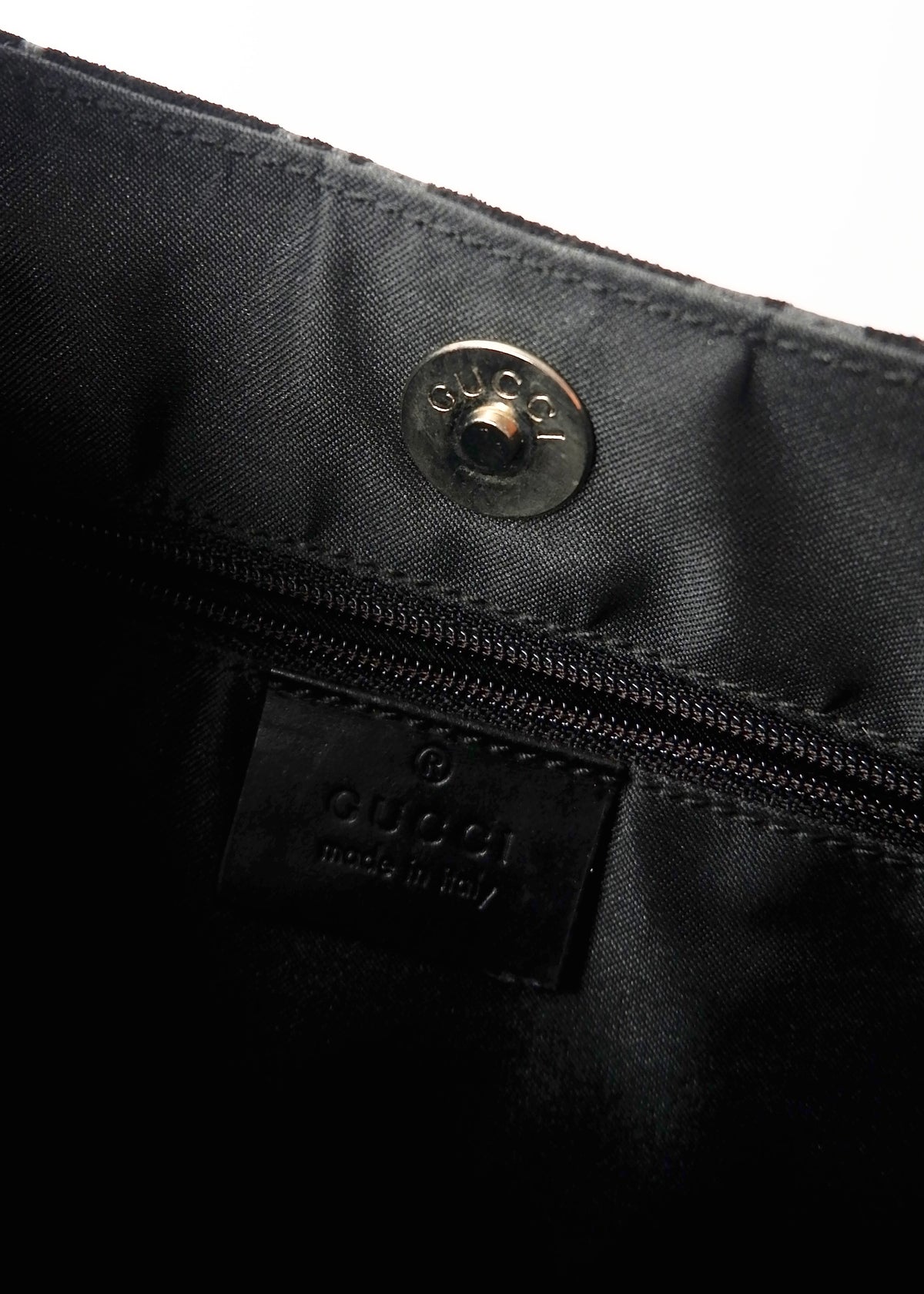 Preowned Gucci Black Suede GG Shoulder Bag