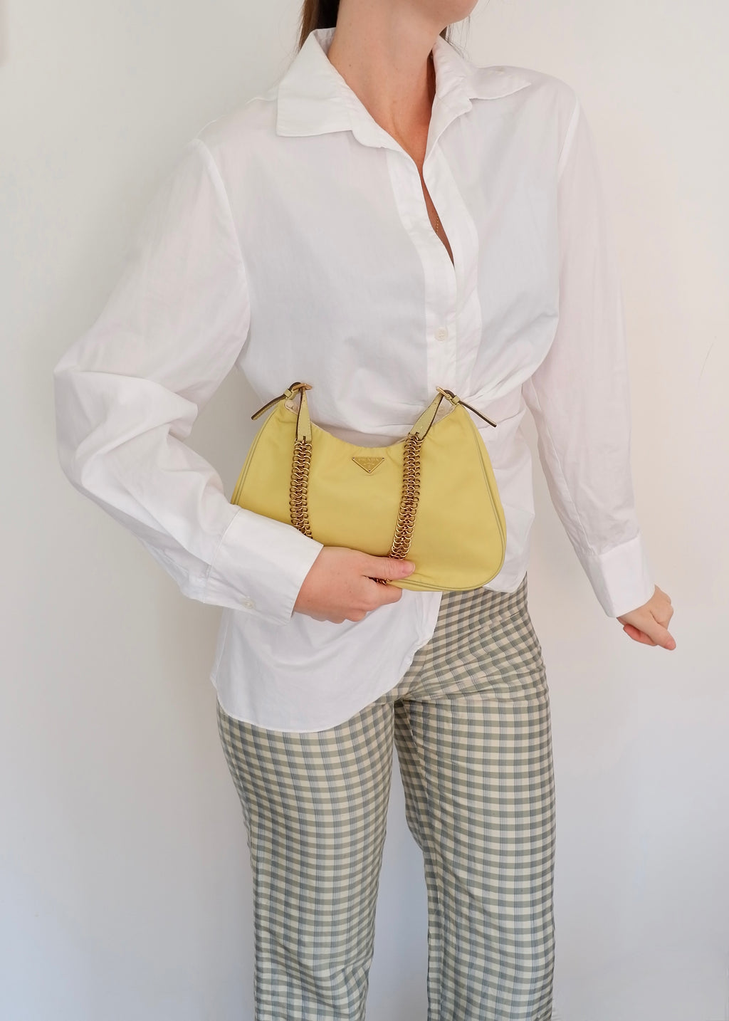 Authentic Preowned Prada Nylon Yellow Shoulder Bag