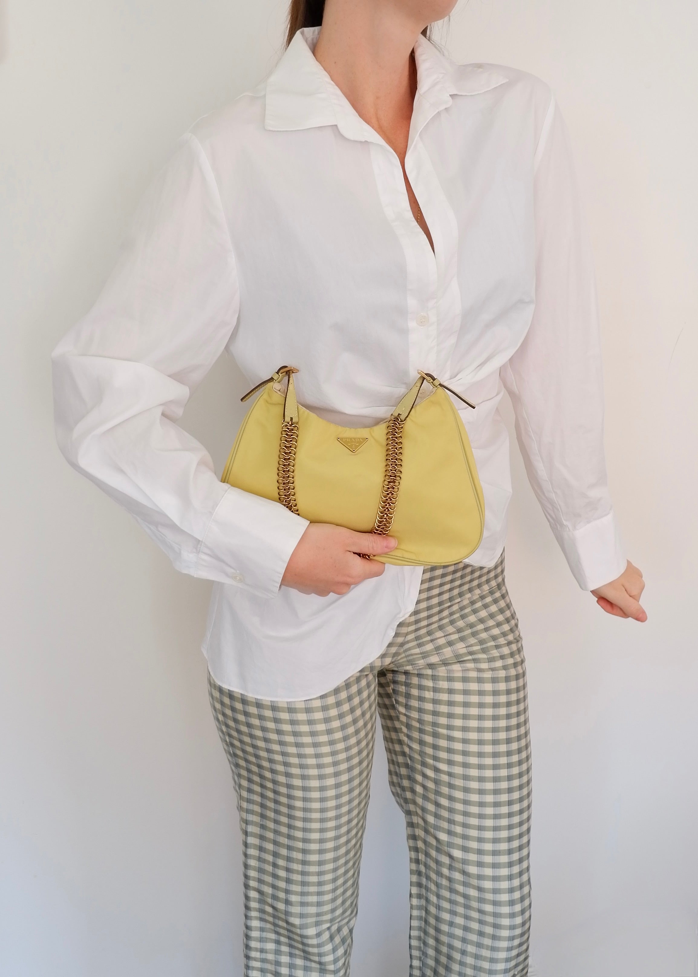 Authentic Preowned Prada Nylon Yellow Shoulder Bag