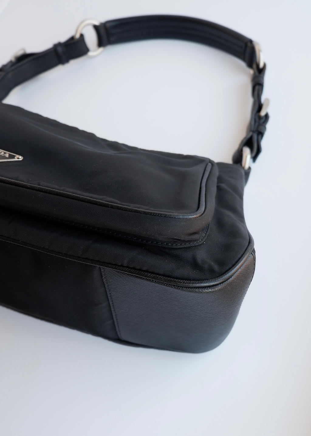 Authentic Preowned Prada Black Nylon Hobo/ Leather Strap Shoulder