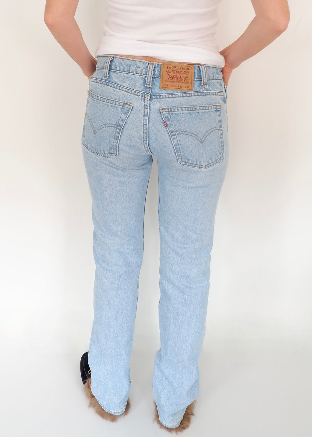 Levis Vintage 505 Light Wash Straight Leg Jeans - 26