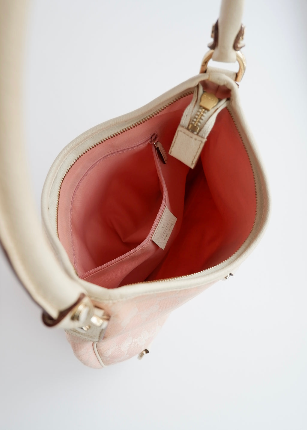 Authentic Preowned Gucci Pink/White GG Canvas Shoulder Bag