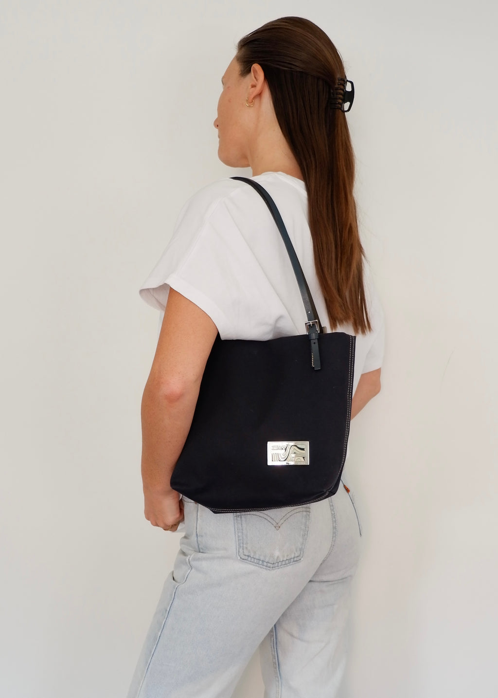 Authentic Preowned Fendi Navy Canvas FF Logo Tote Bag