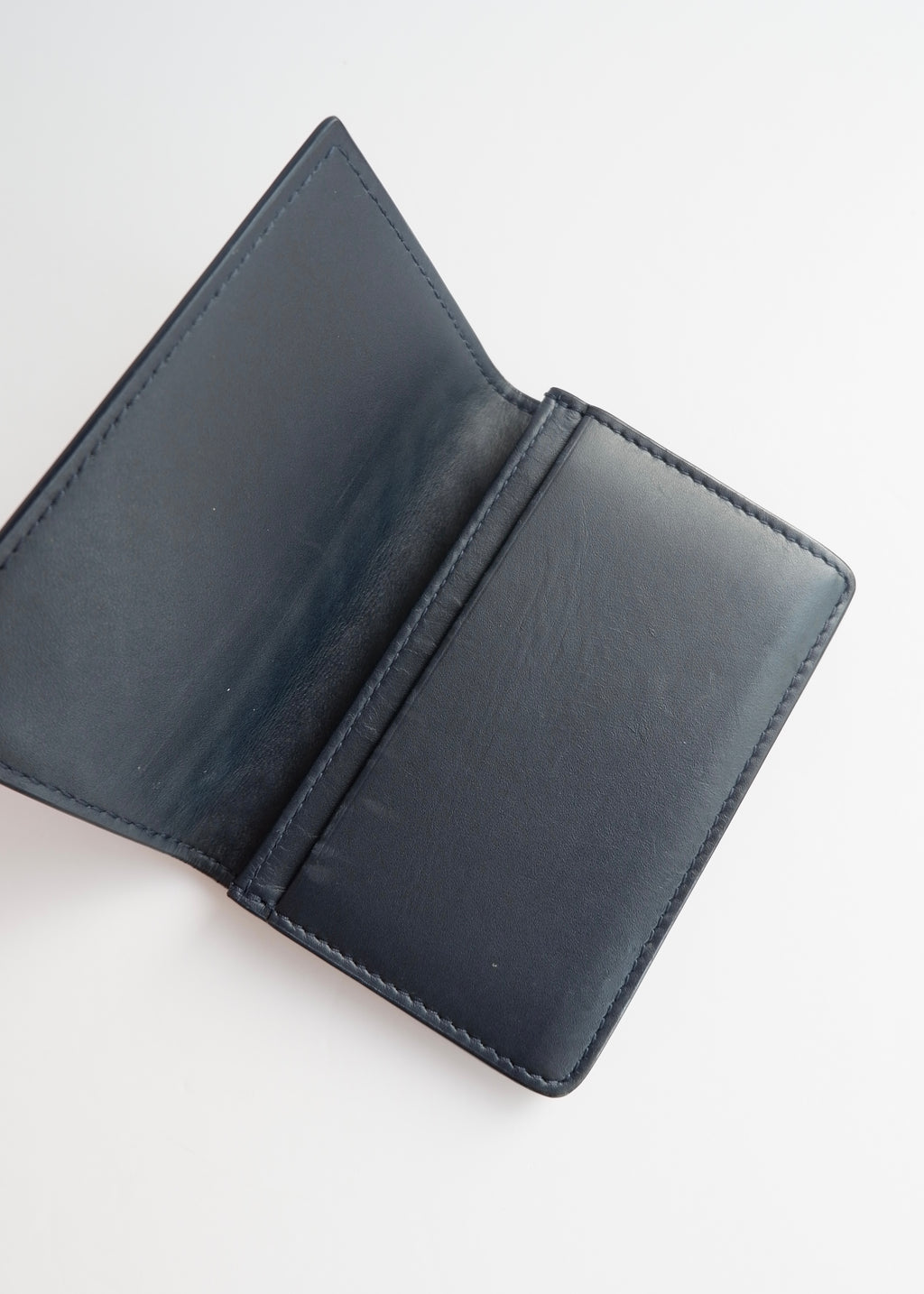 Preowned Bottega Veneta Navy Woven Leather Card Holder