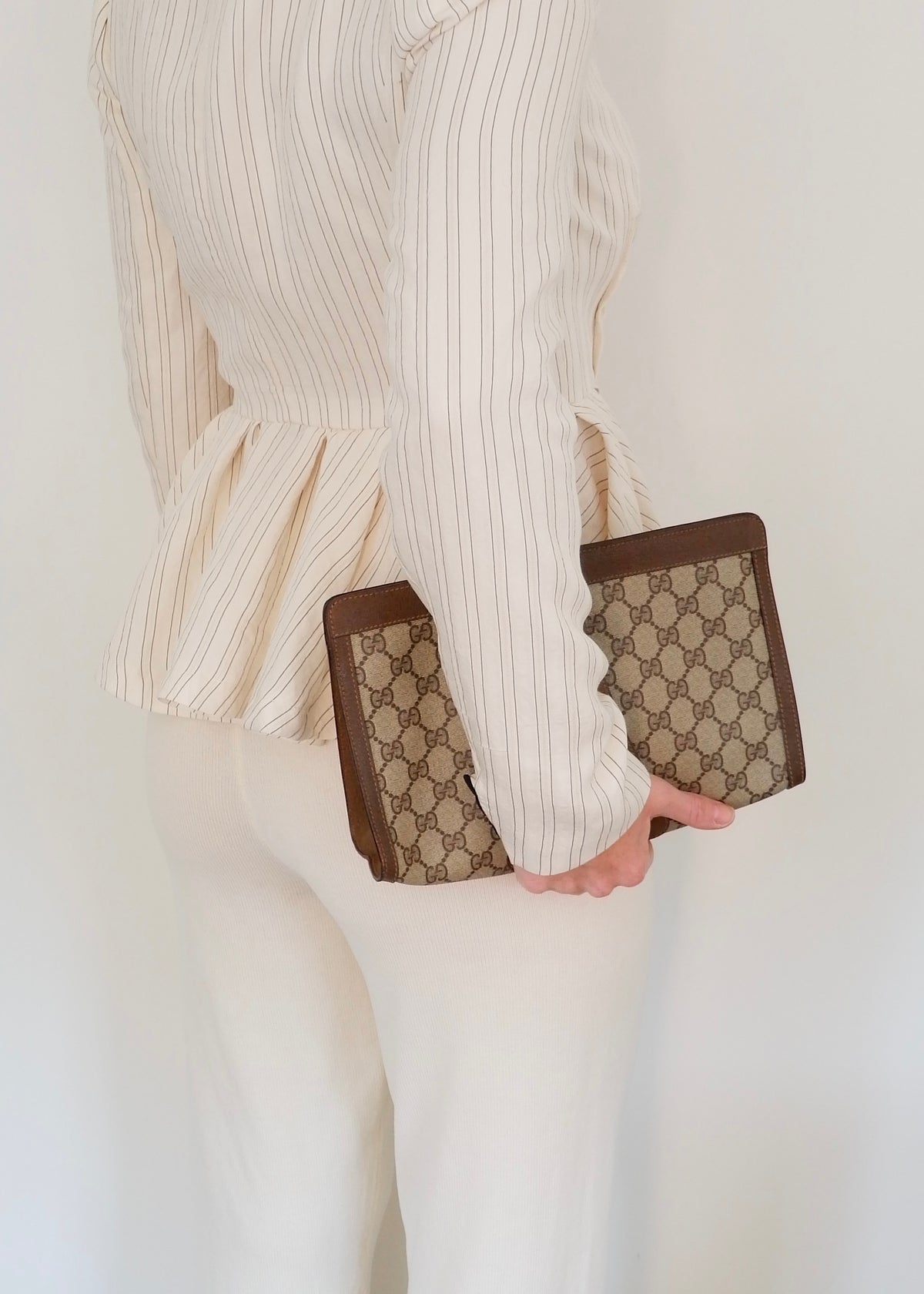 Preowned Vintage Gucci Brown GG Coated Canvas Clutch