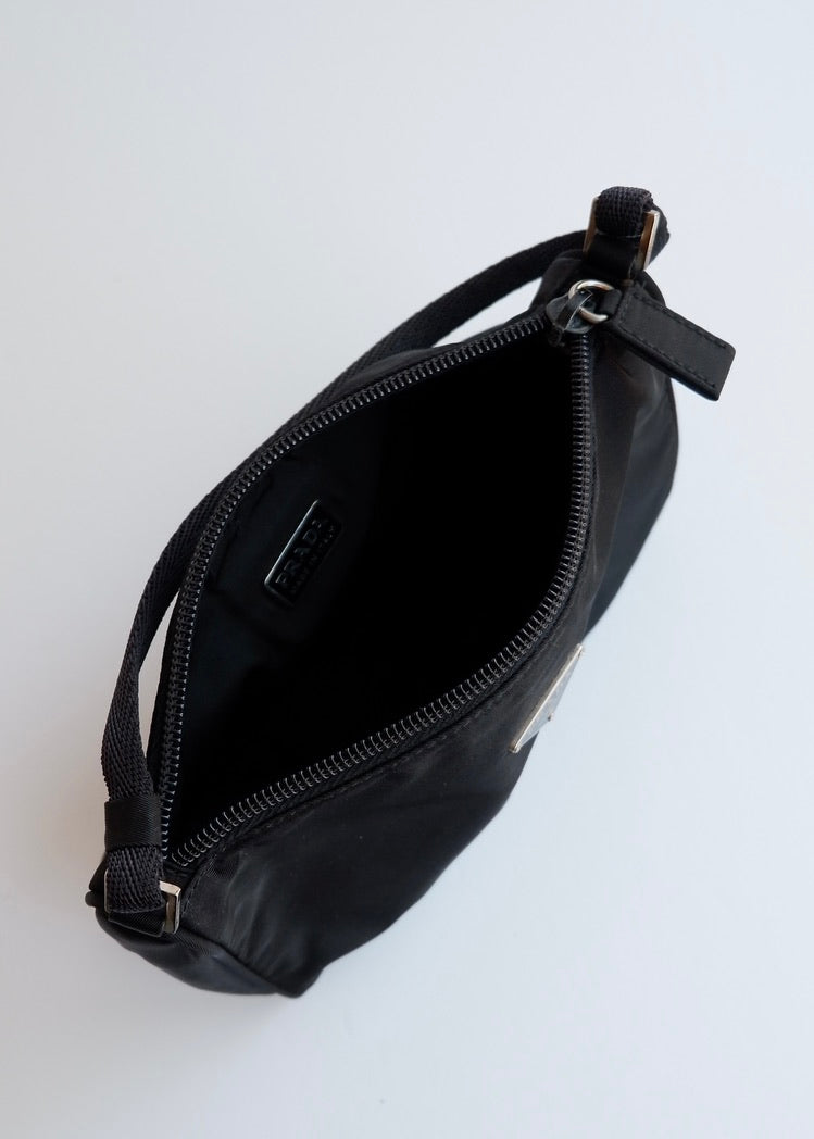 Preowned Prada Black Nylon Pochette Shoulder Bag