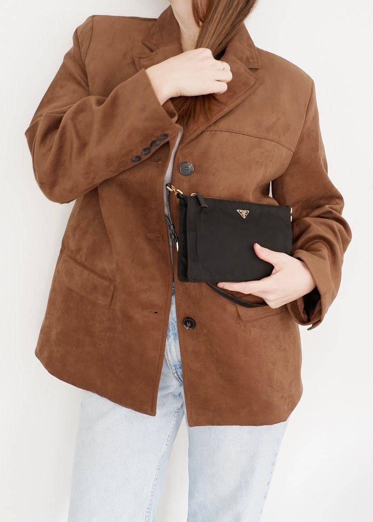 Authentique sac à bandoulière Prada en nylon noir d'occasion