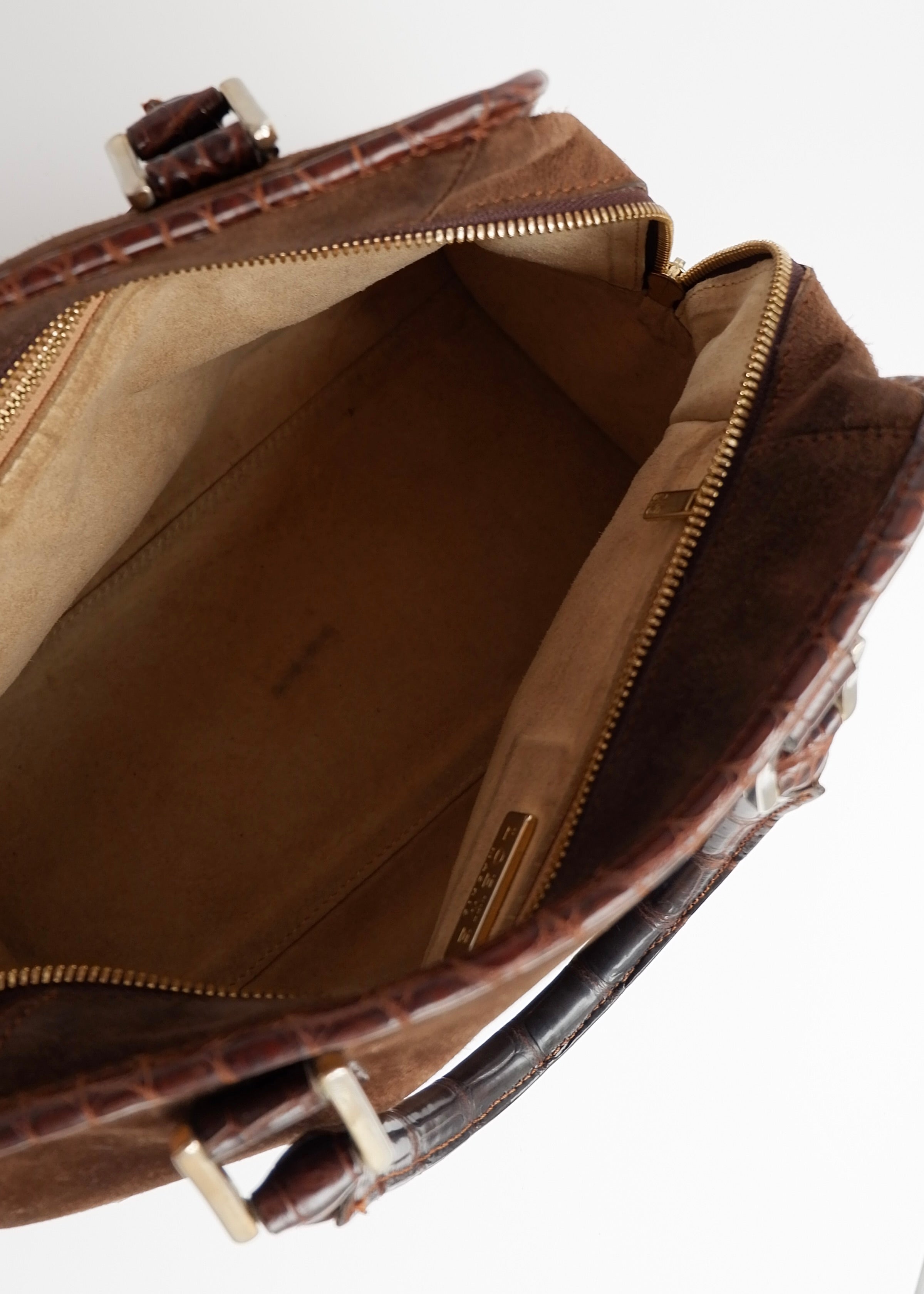 Sac à main Loewe authentique d'occasion en daim marron