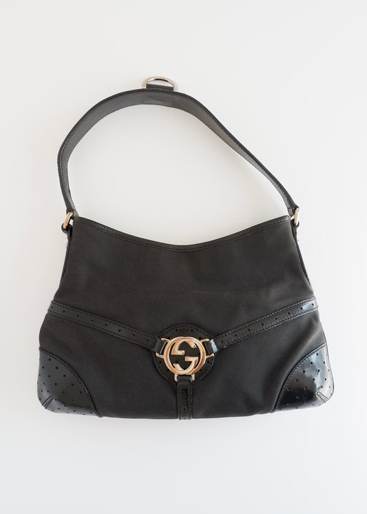 Authentic Preowned Gucci Black Canvas/Leather G Dollar Shoulder Bag