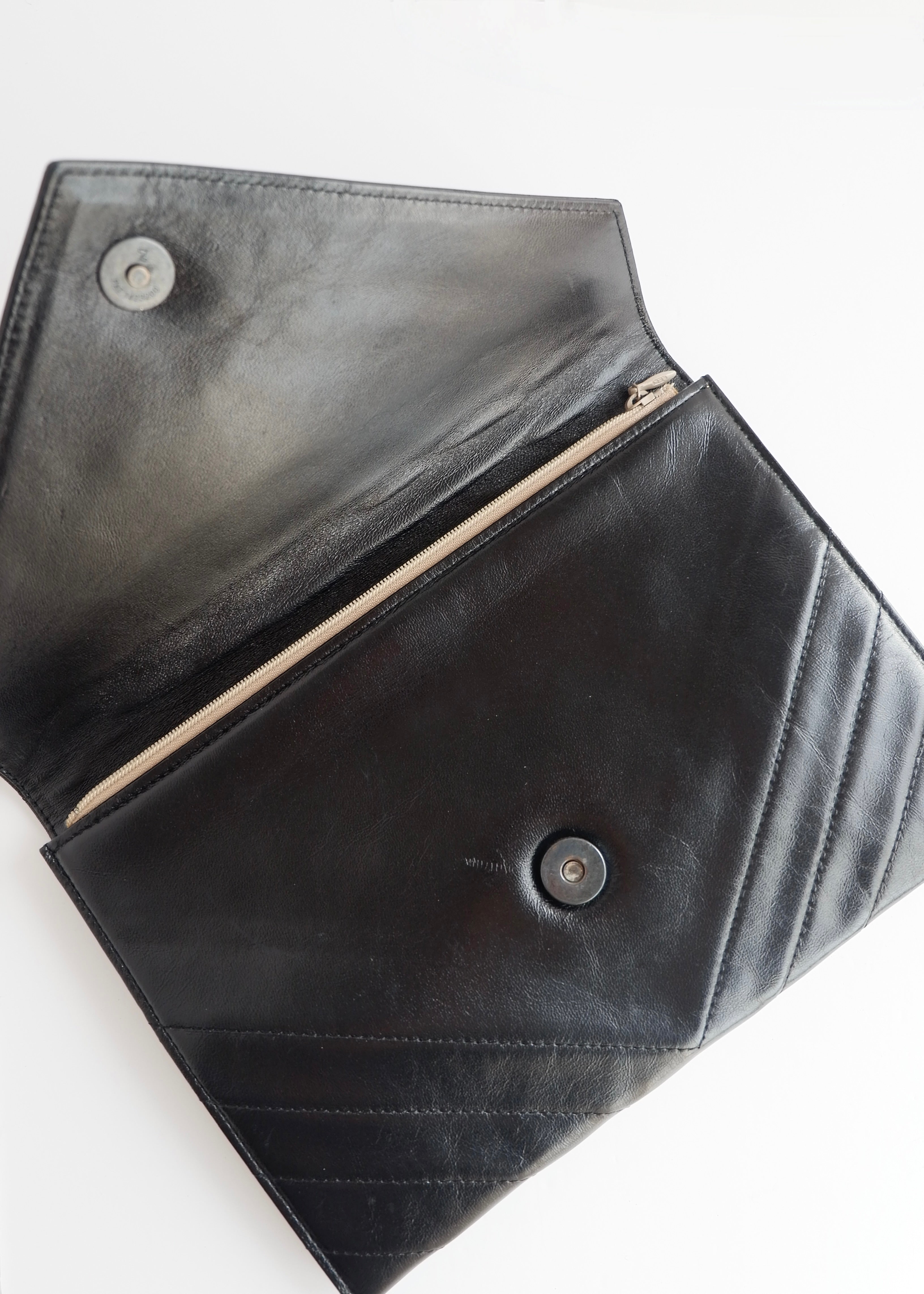 Authentic Preowned Vintage Yves Saint Laurent Black Leather Clutch