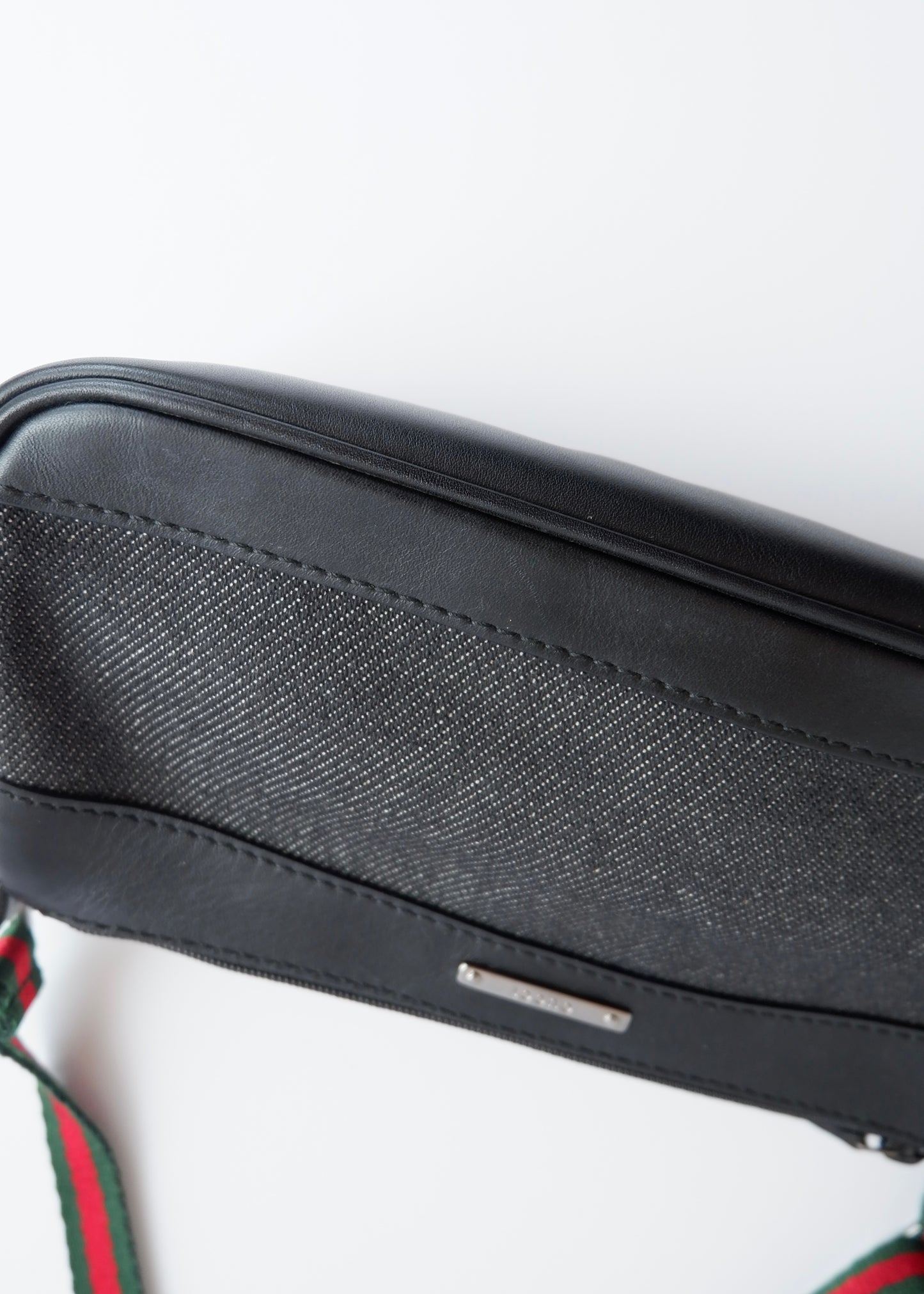 Authentic Preowned Gucci Black Denim/ Leather Sherry Line Micro Shoulder Bag