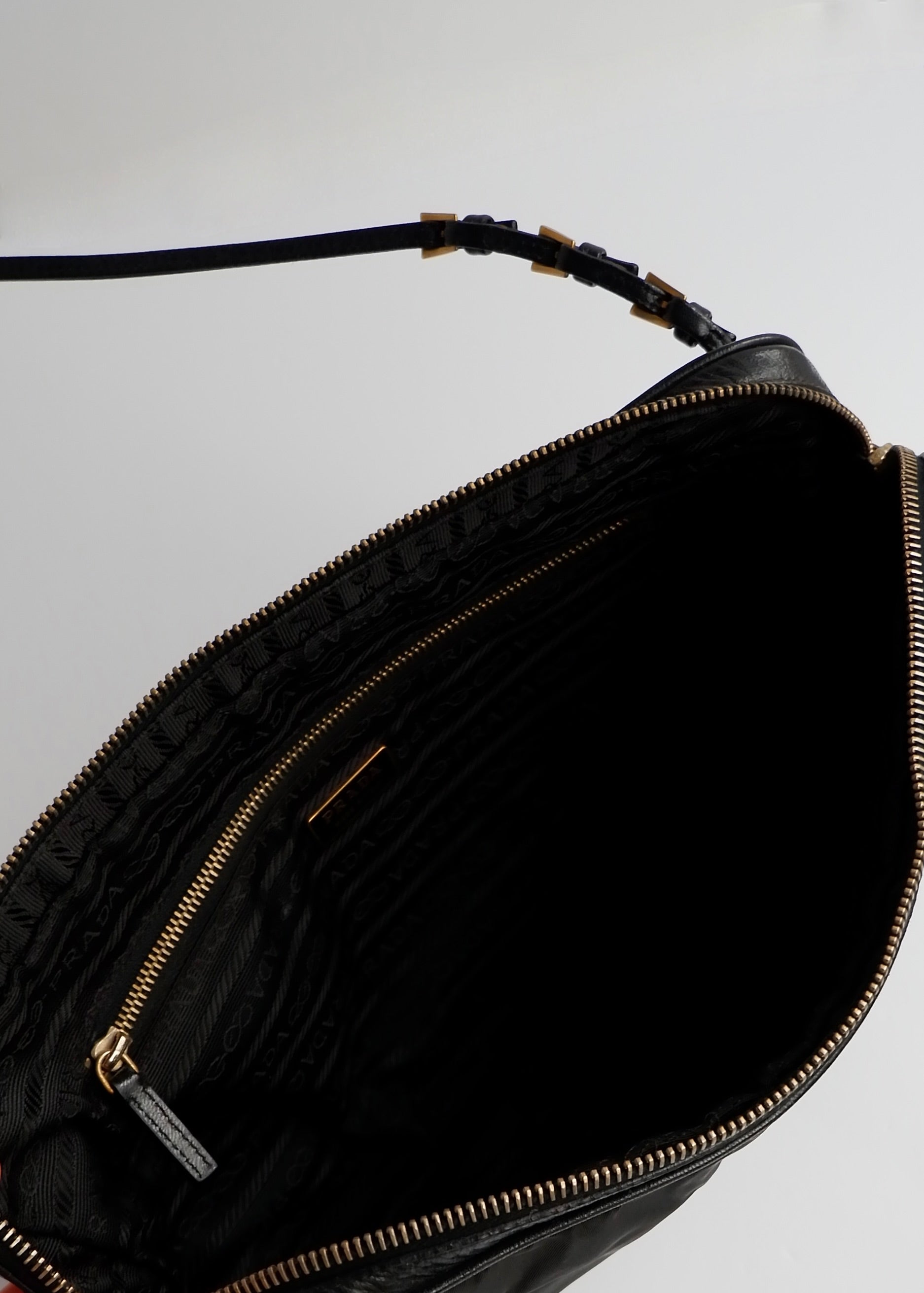 Authentic Preowned Prada Nylon/Leather Black Thin Strap Shoulder Bag GWH