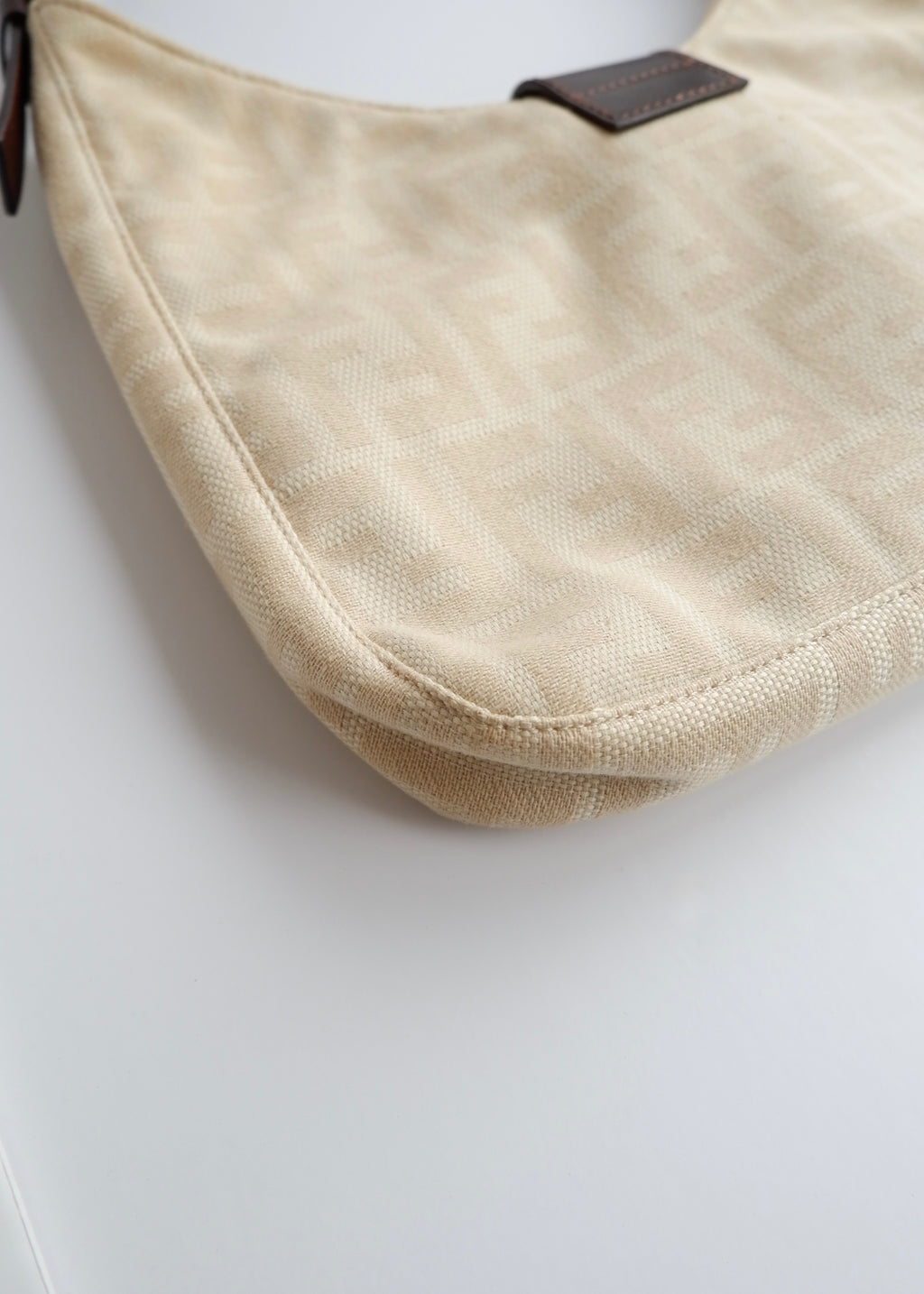 Authentic Preowned Vintage Fendi Ivory Canvas Zucca Shoulder Bag