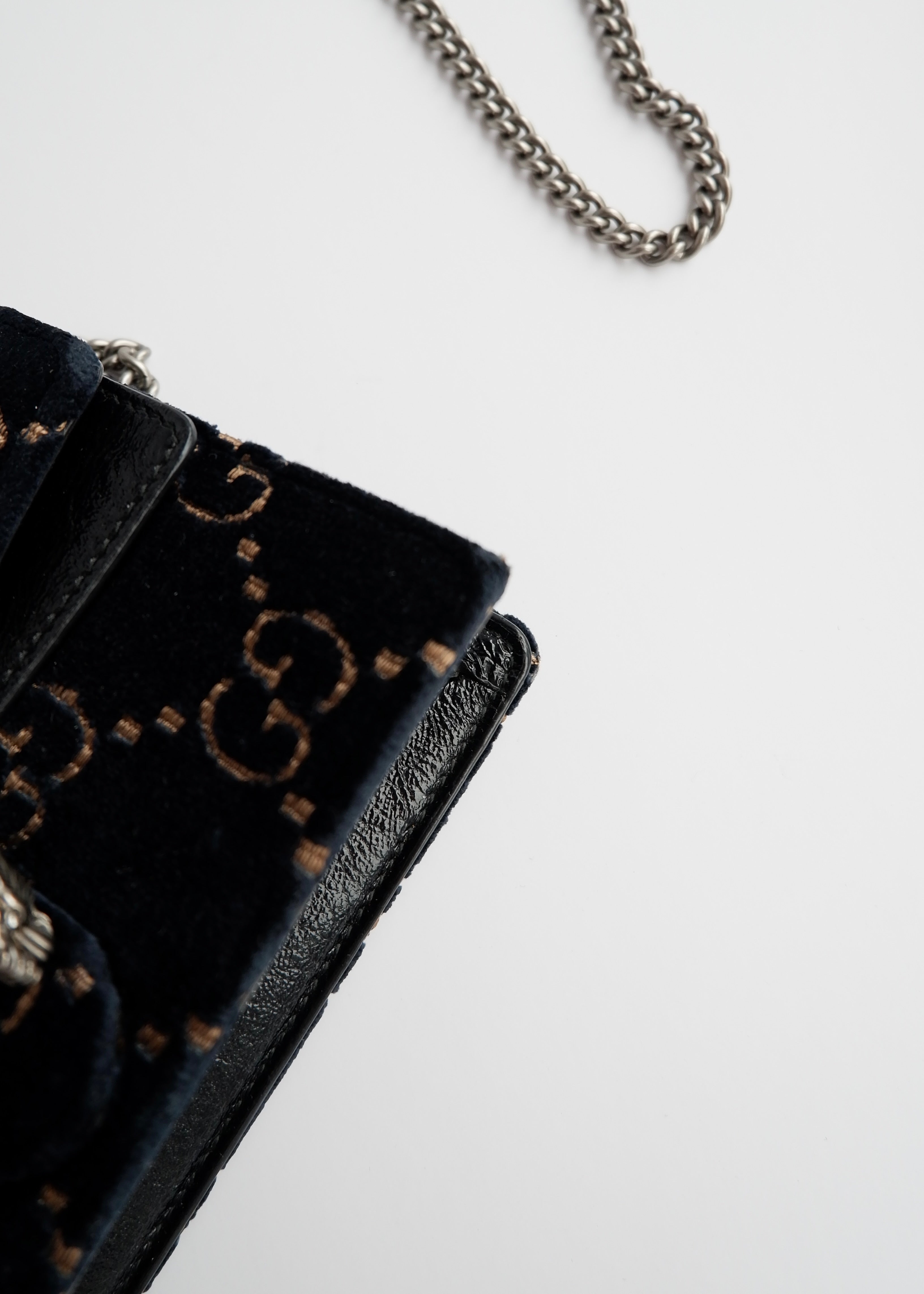 Authentic Preowned Gucci Navy Velvet Super Mini Dionysus Bag