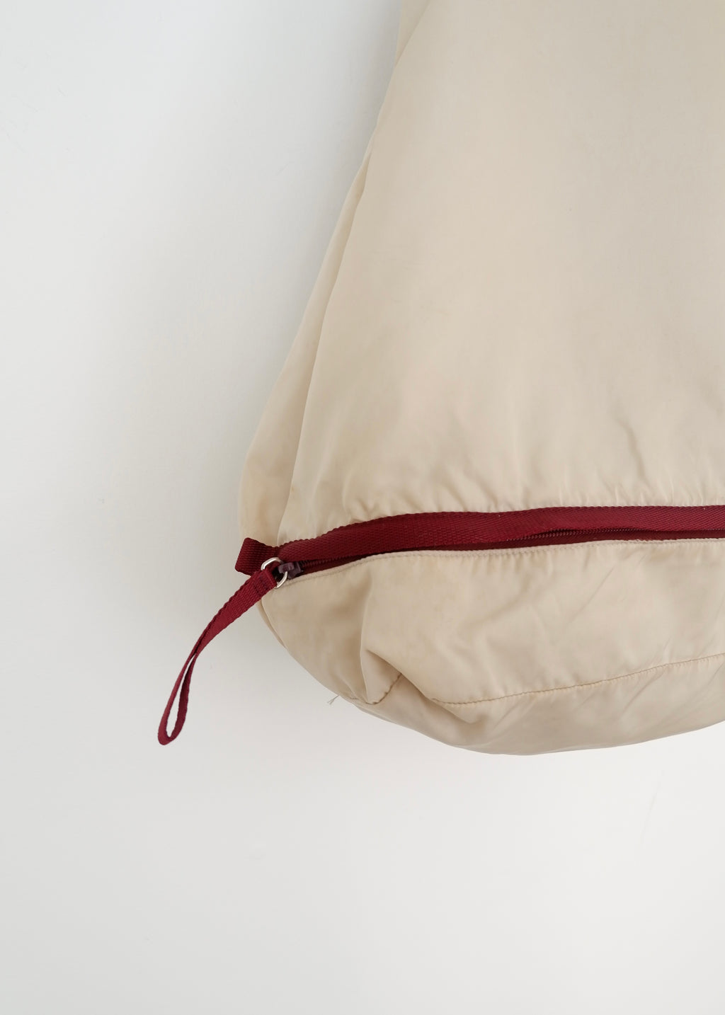 Authentic Preowned Prada Beige/ Burgundy Nylon Oversized Tote Bag