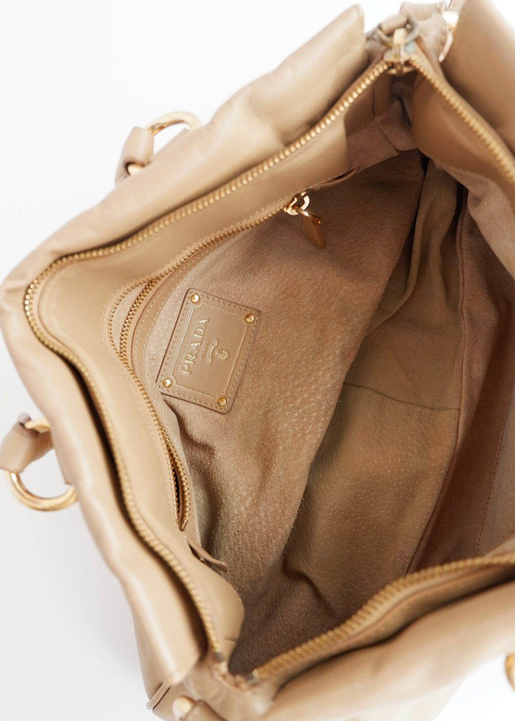 Authentique sac Prada en cuir marron, deux-en-un, d'occasion