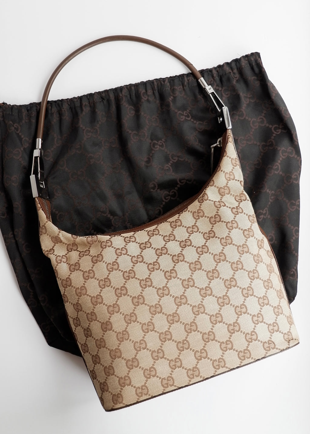 Preowned Gucci Brown GG Canvas Shoulder Bag