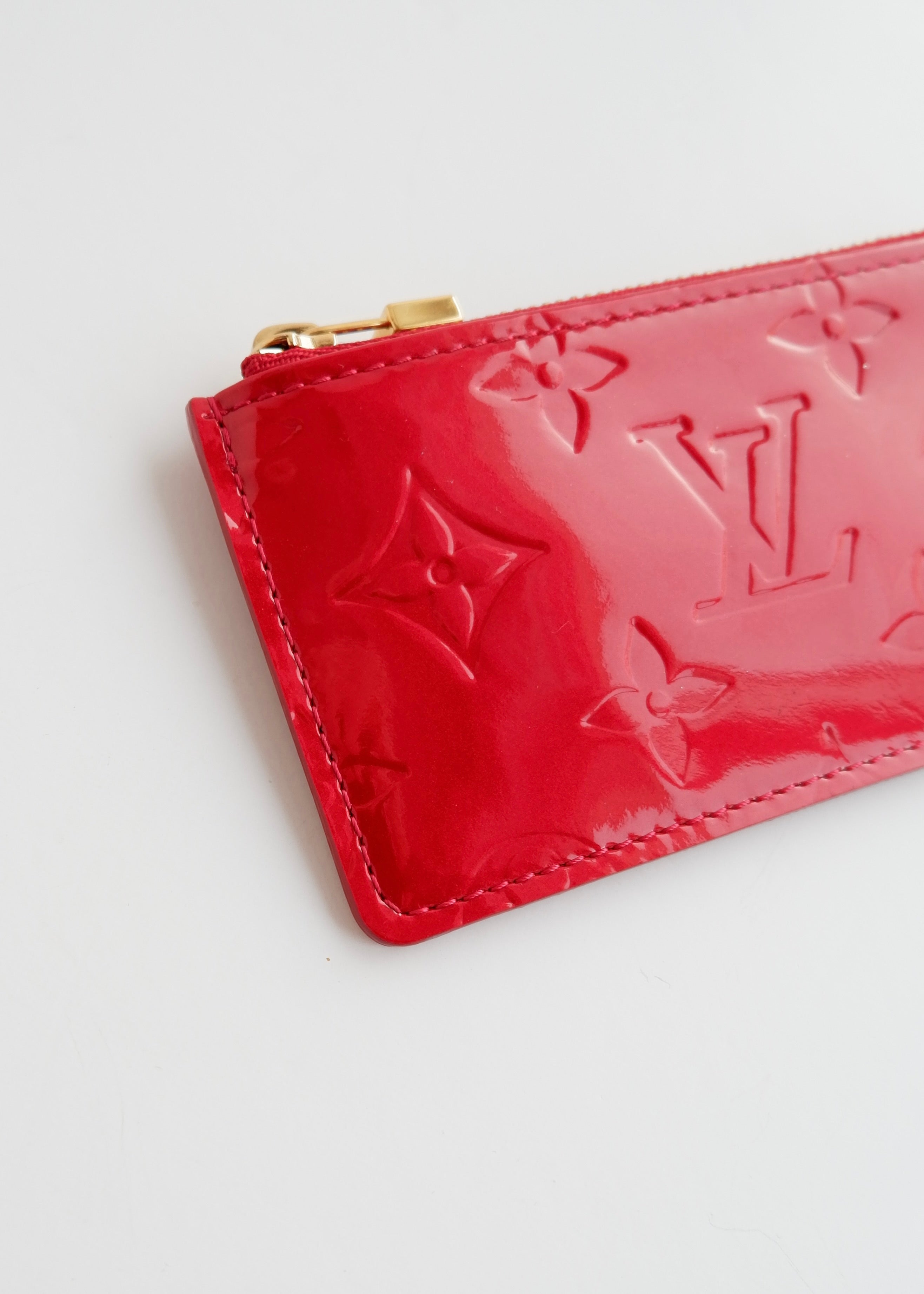 Authentic Preowned Louis Vuitton Monogram Red Vernis Pochette Cle