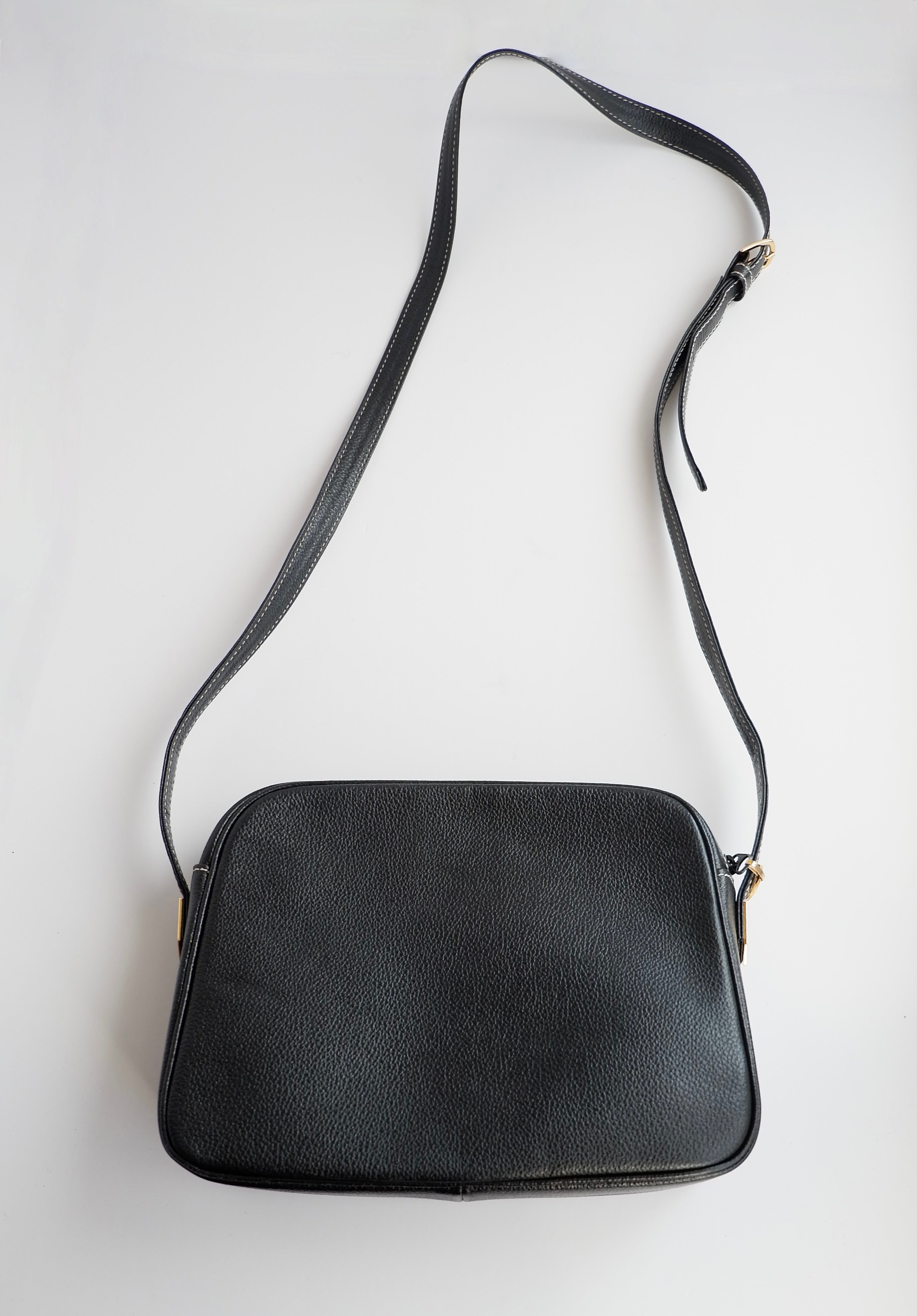 Authentic Preowned Vintage YSL (Yves Saint Laurent) Black Leather Crossbody Bag