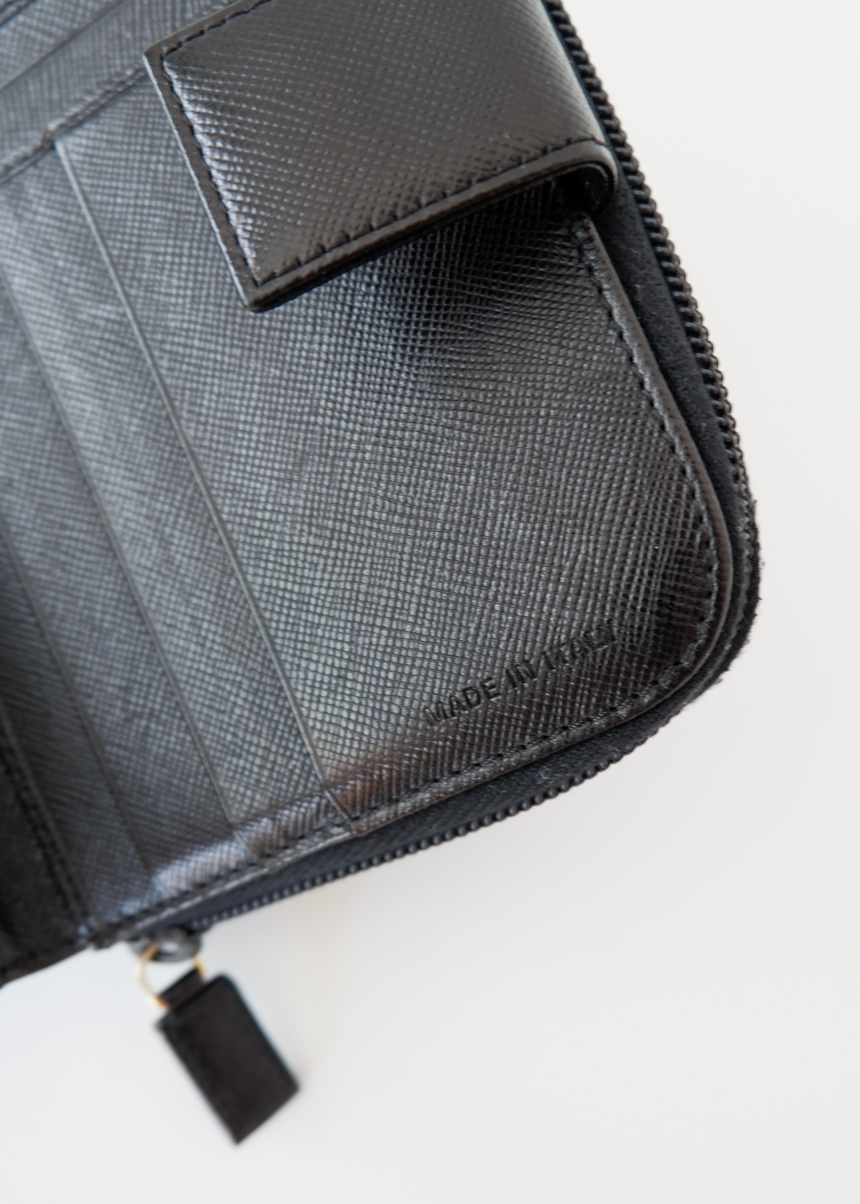 Authentic Preowned Prada Black Saffiano Leather Compact Zip Around Wallet