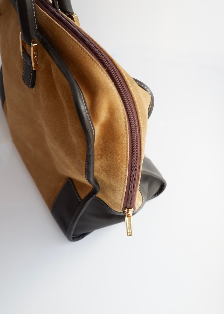 Sac à main Loewe Amazona Grand Modèle en Daim Marron Authentique d'Occasion