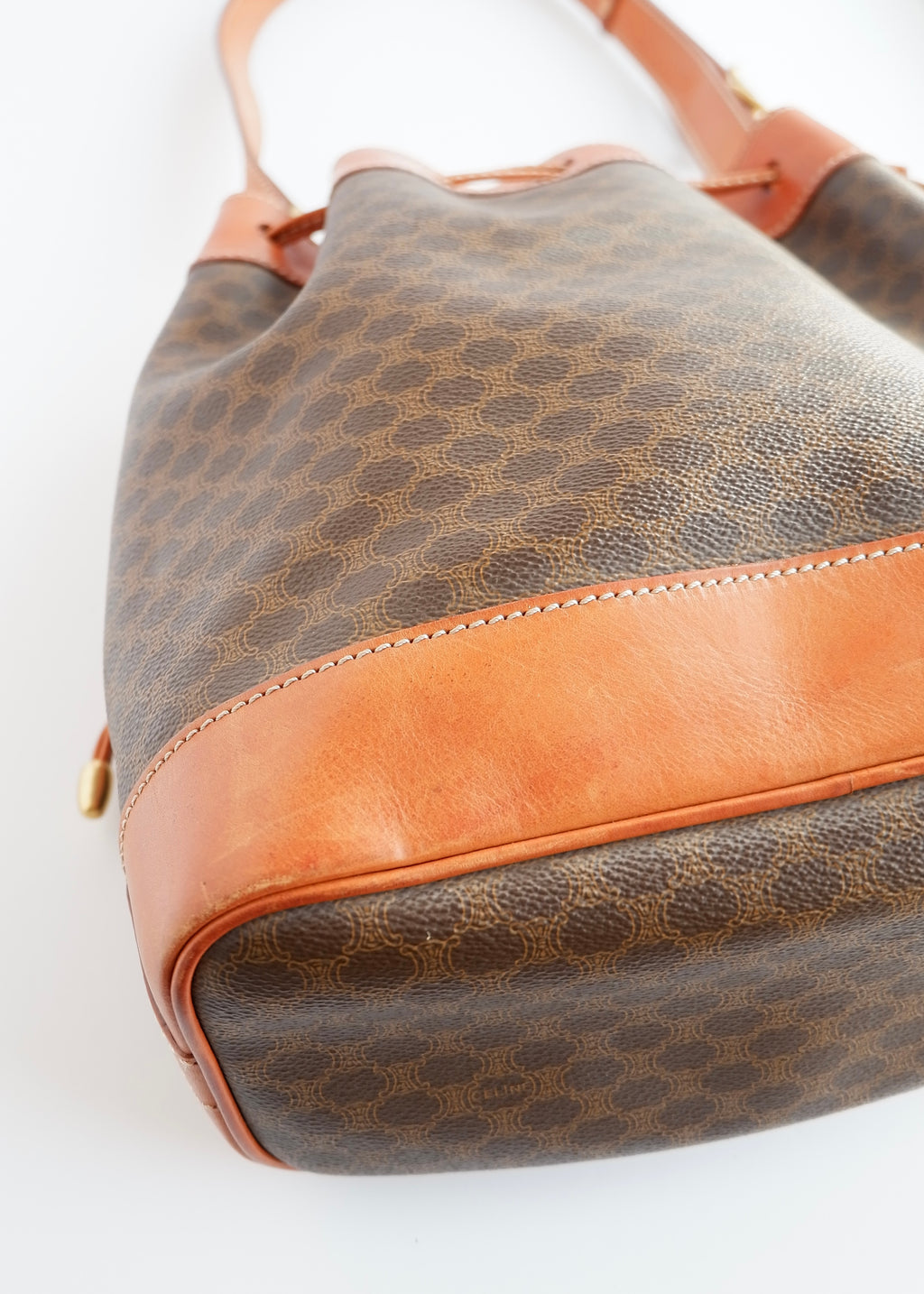 Authentic Preowned Vintage Celine Brown Macadam Bucket Crossbody Bag