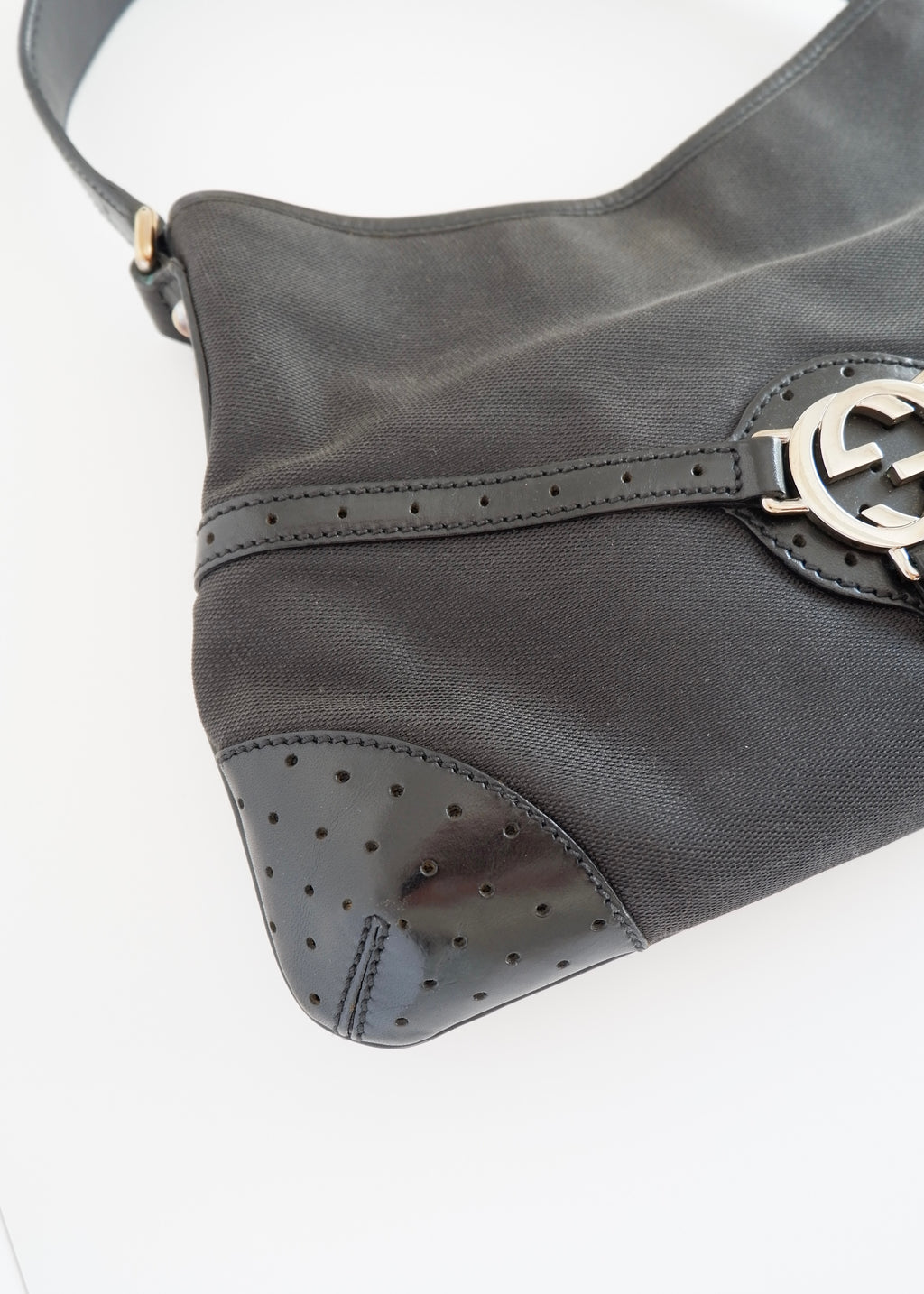 Authentic Preowned Gucci Black Canvas/Leather G Dollar Shoulder Bag