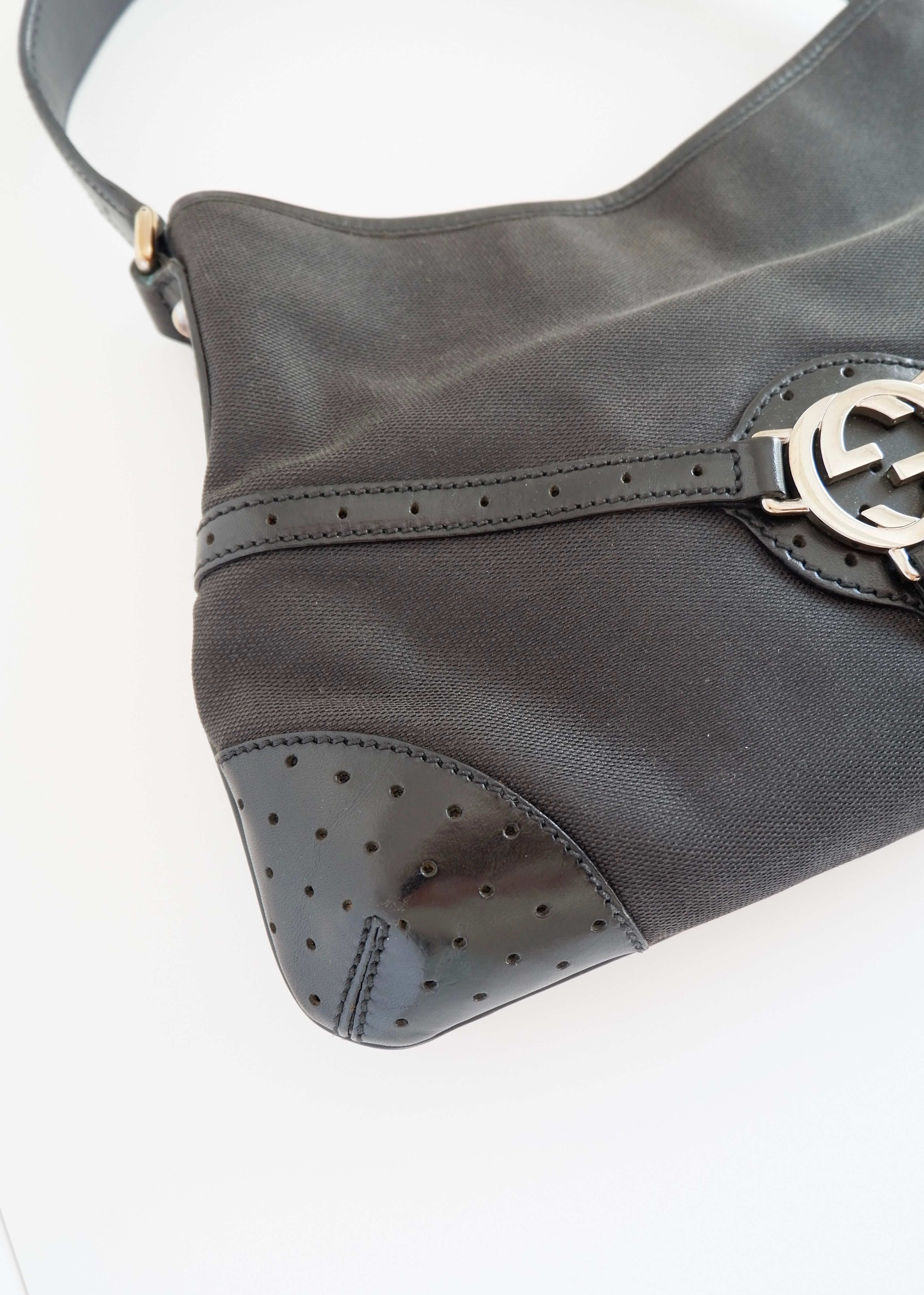 Authentic Preowned Gucci Black Canvas/Leather G Dollar Shoulder Bag