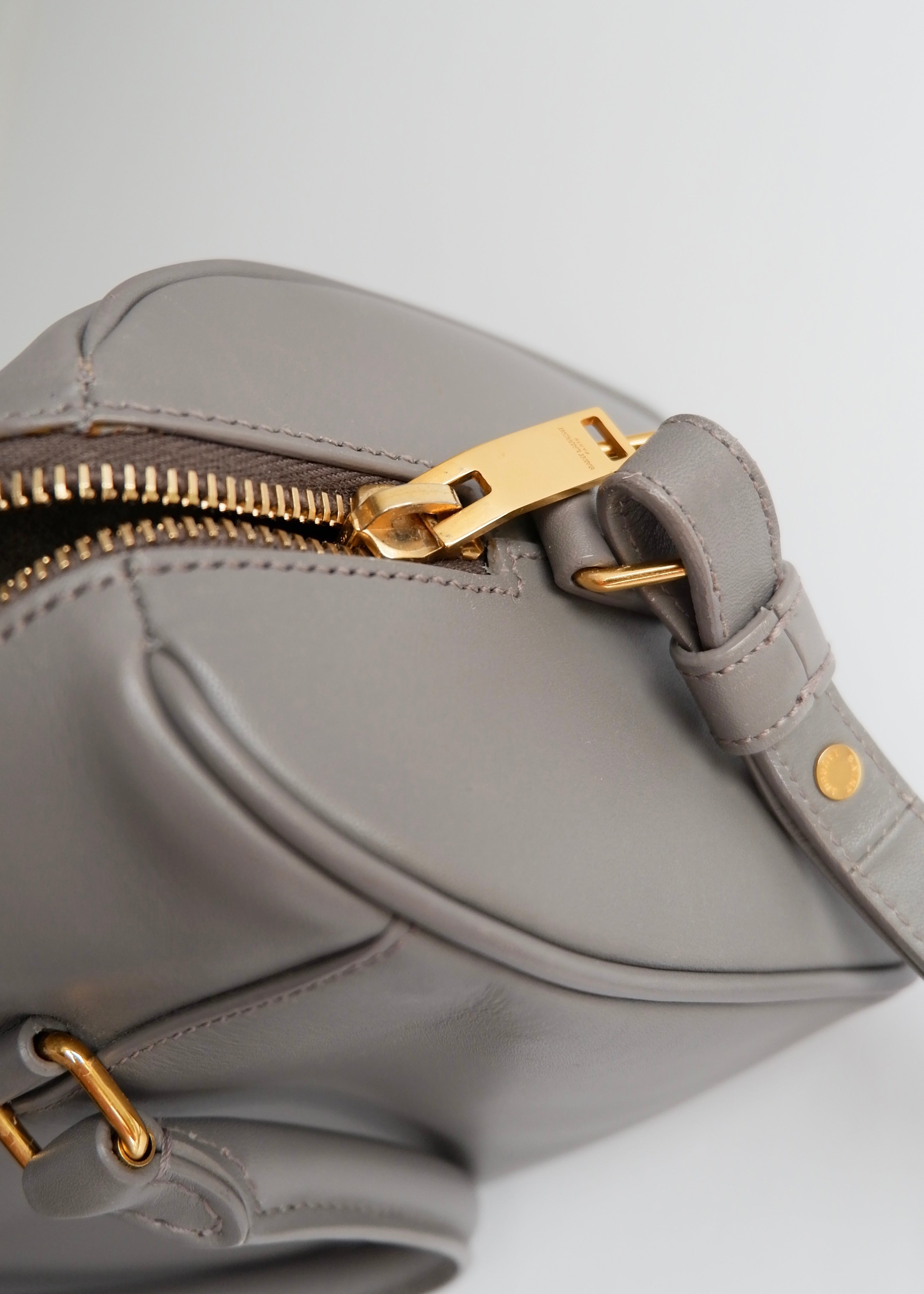 Authentic Preowned Saint Laurent Grey Leather Baby Two Way Duffle
