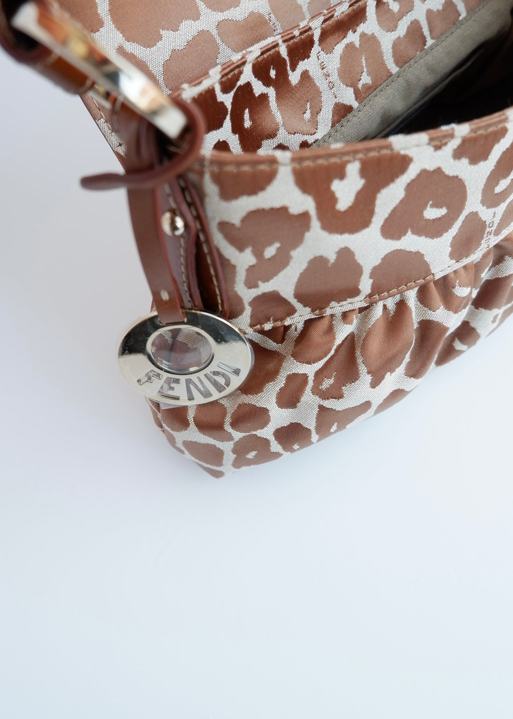 Authentic Preowned Fendi Brown/Beige Leopard Print Baguette Shoulder Bag