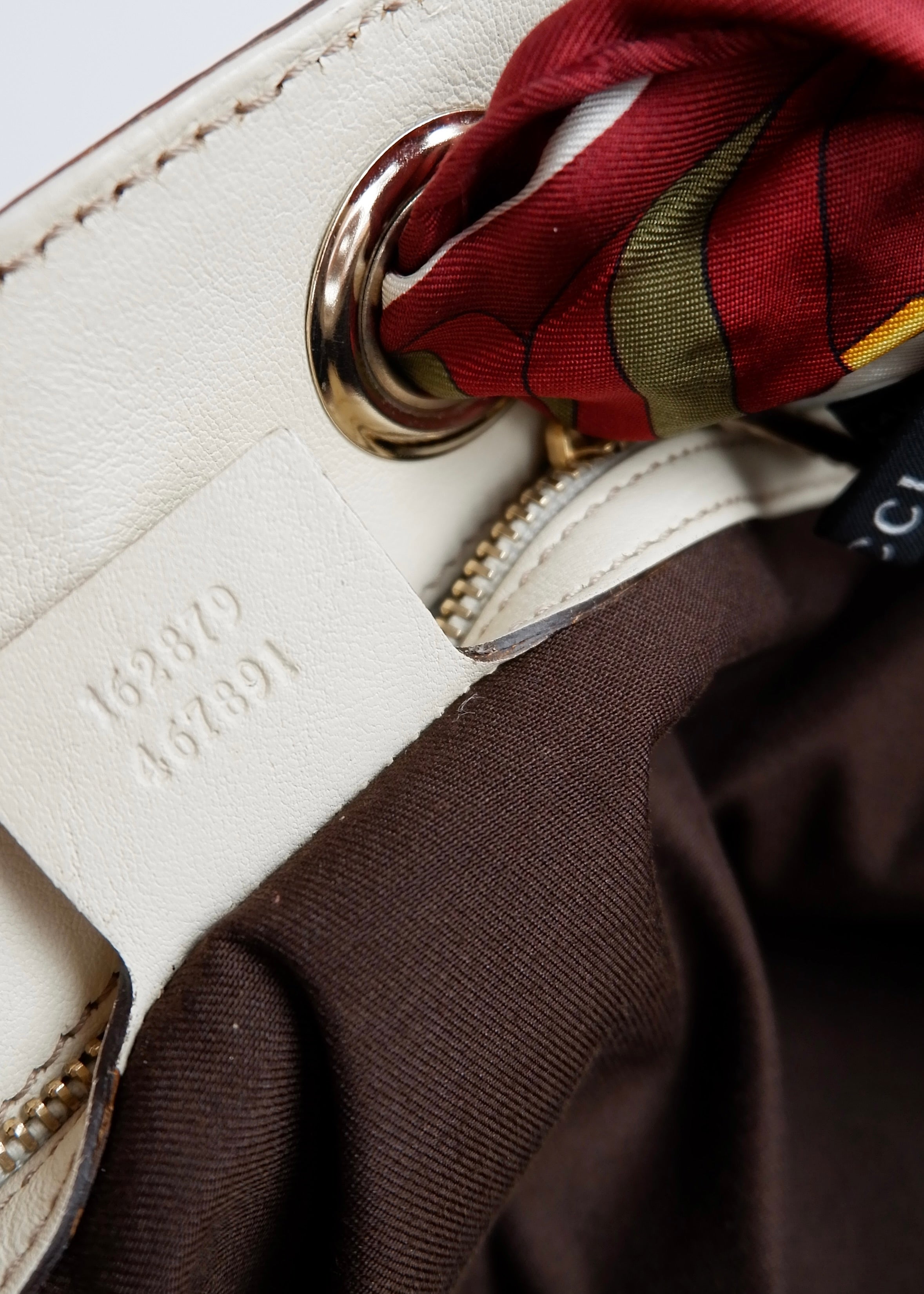 Authentic Preowned Gucci White GG Canvas/ Scarf Detail Handbag