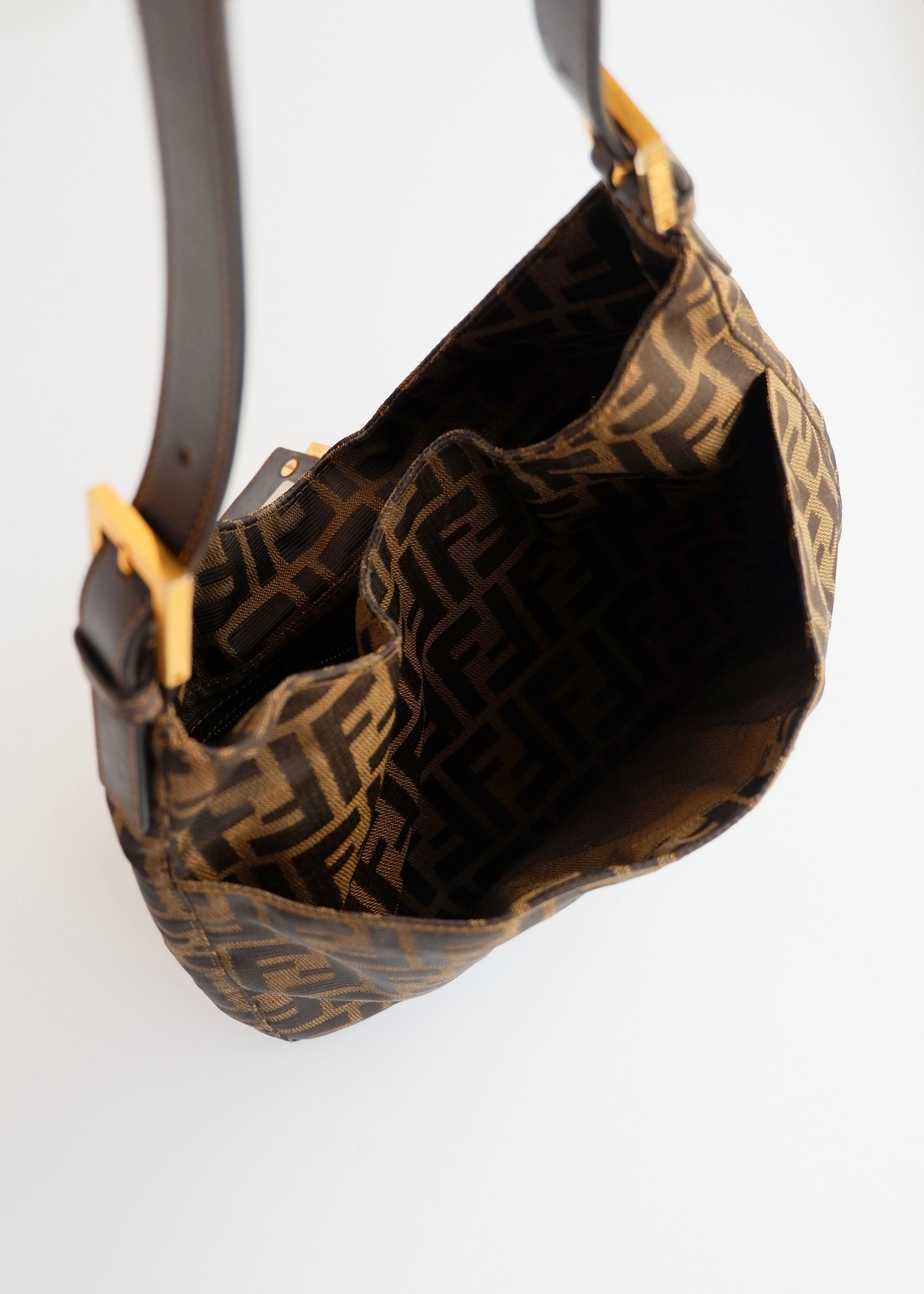 Authentic Preowned Fendi Brown Canvas Zucca Hobo Shoulder Bag