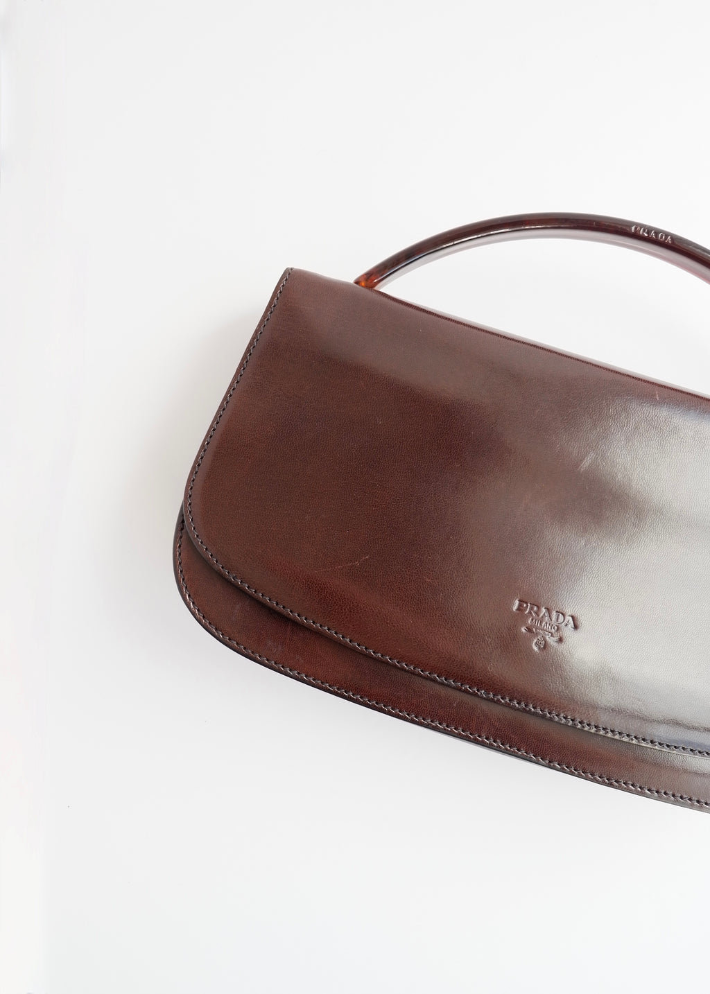 Authentic Preowned Vintage Prada Brown Leather Top Handle Bag