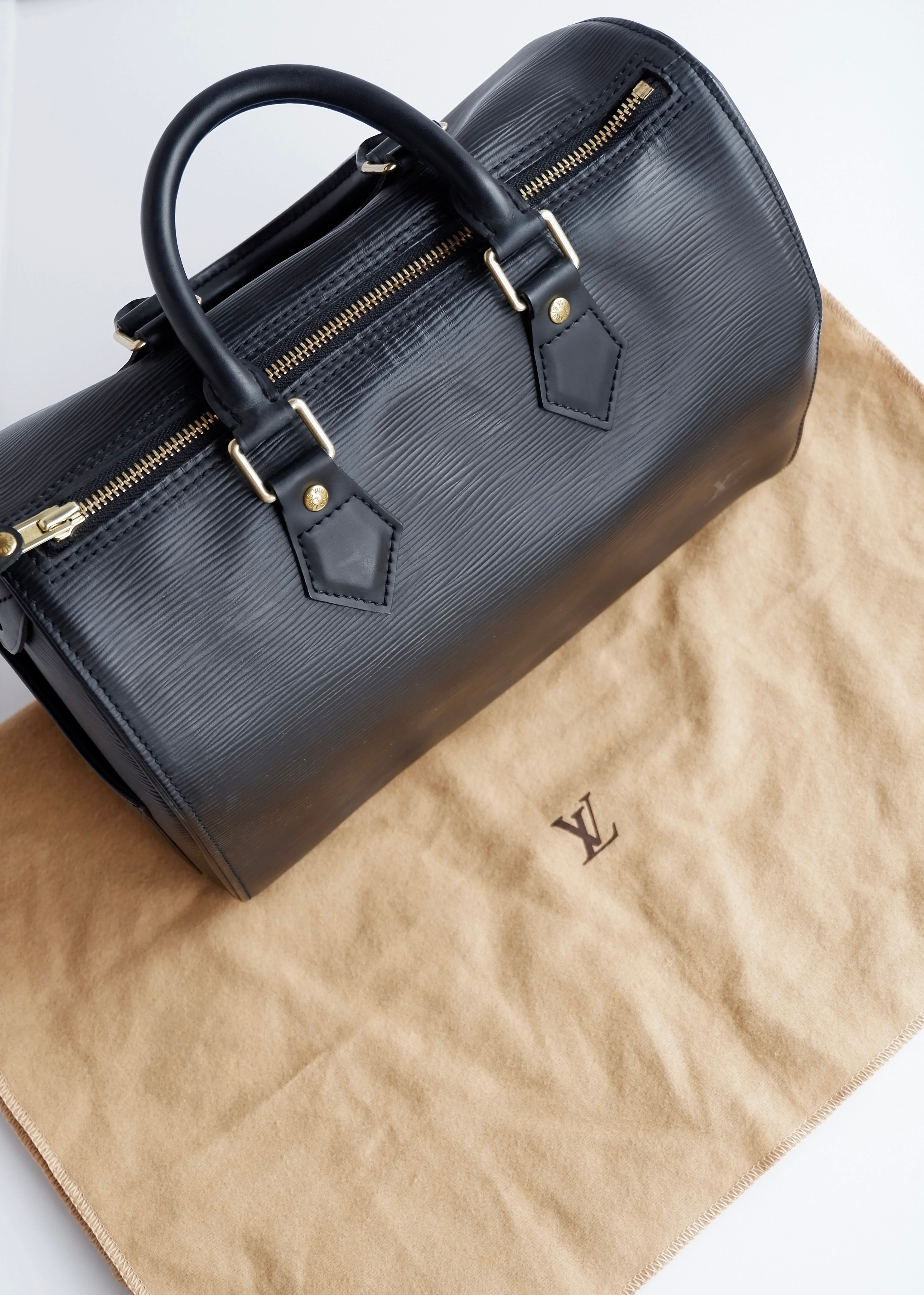 Authentic Preowned Louis Vuitton Black Epi Speedy 25