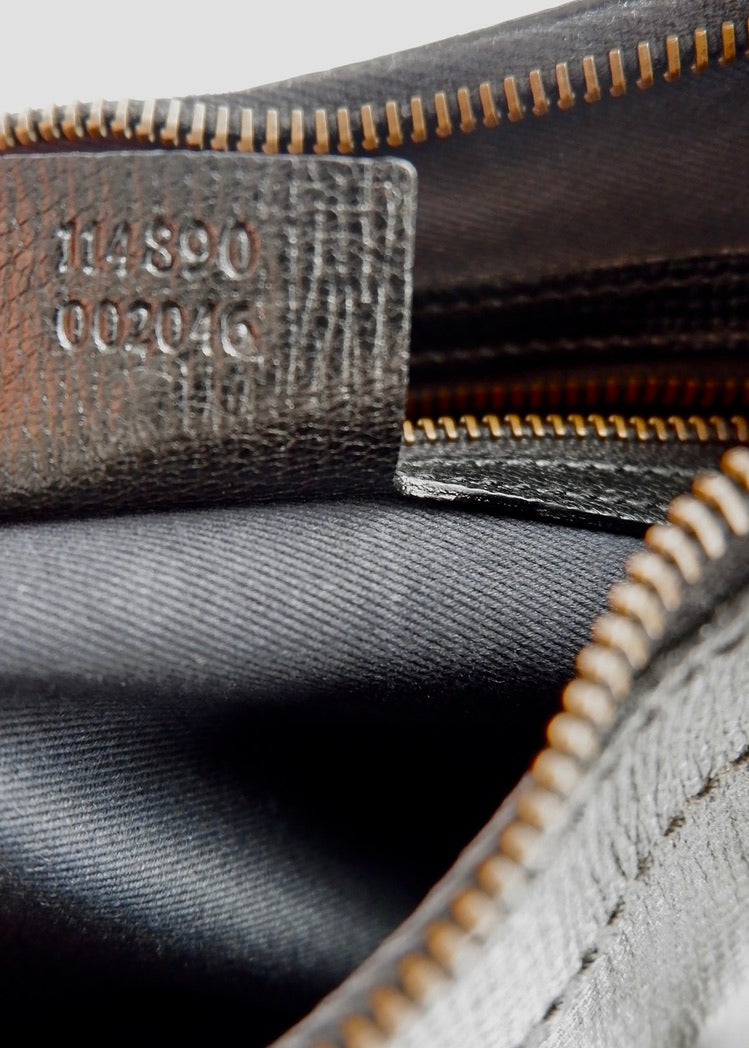 Sac à bandoulière Gucci d'occasion authentique en cuir noir avec mors