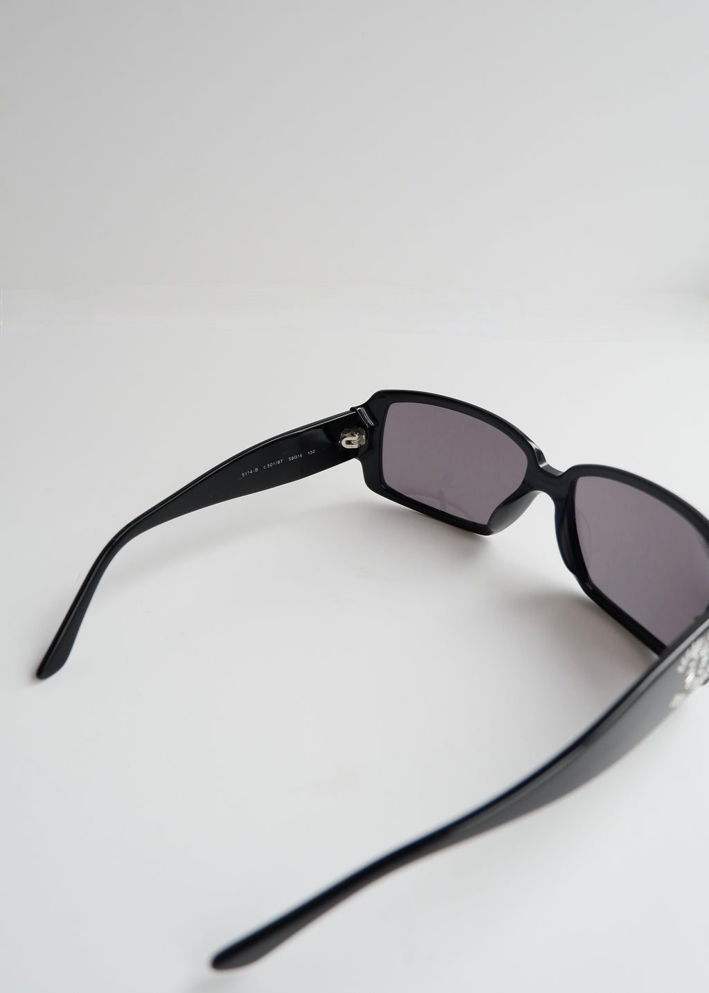 Authentic Preowned Chane Black Square Frame Rhinestone Sunglasses