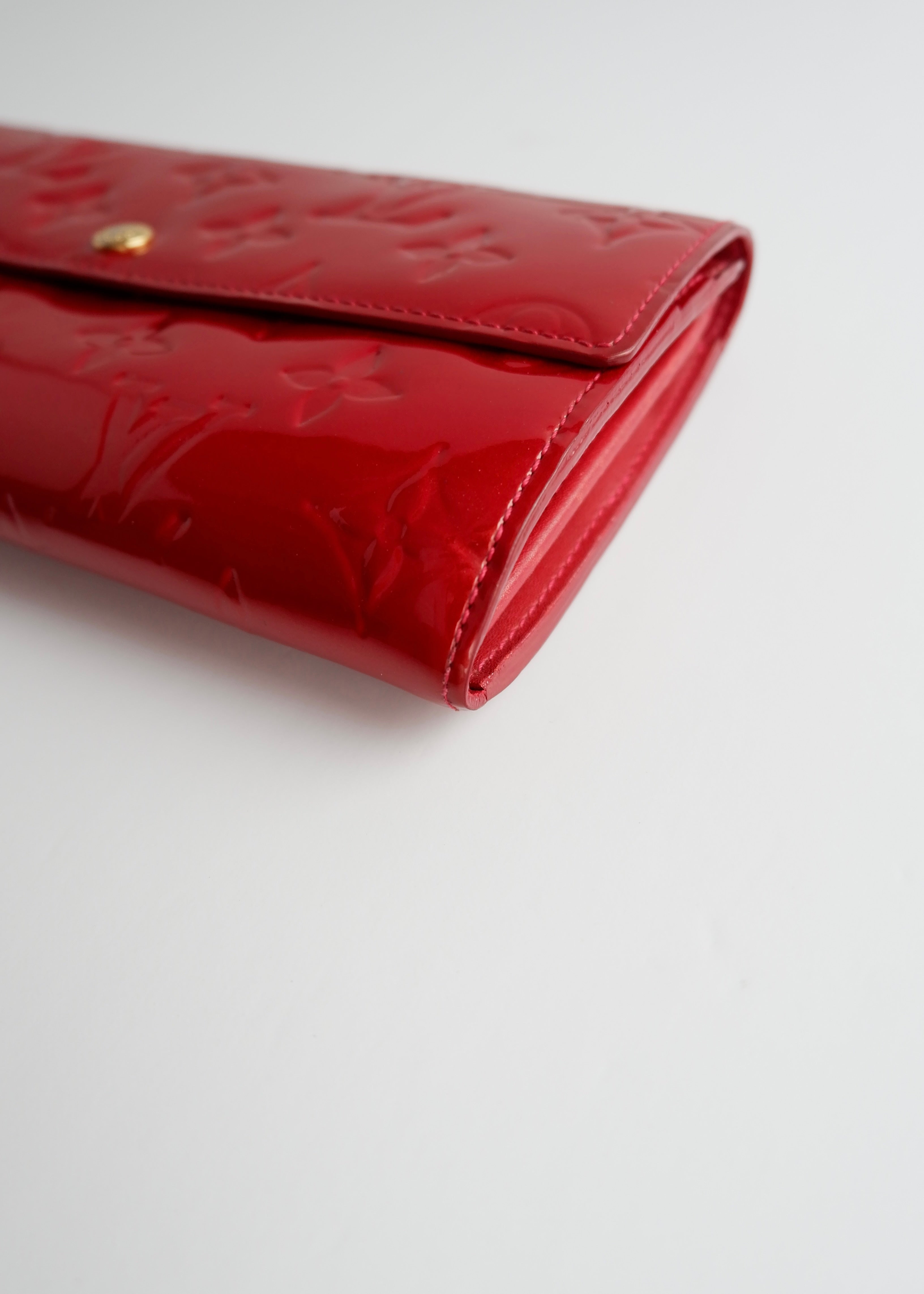 Authentic Preowned Louis Vuitton Red Monogram Vernis Long Sarah Wallet